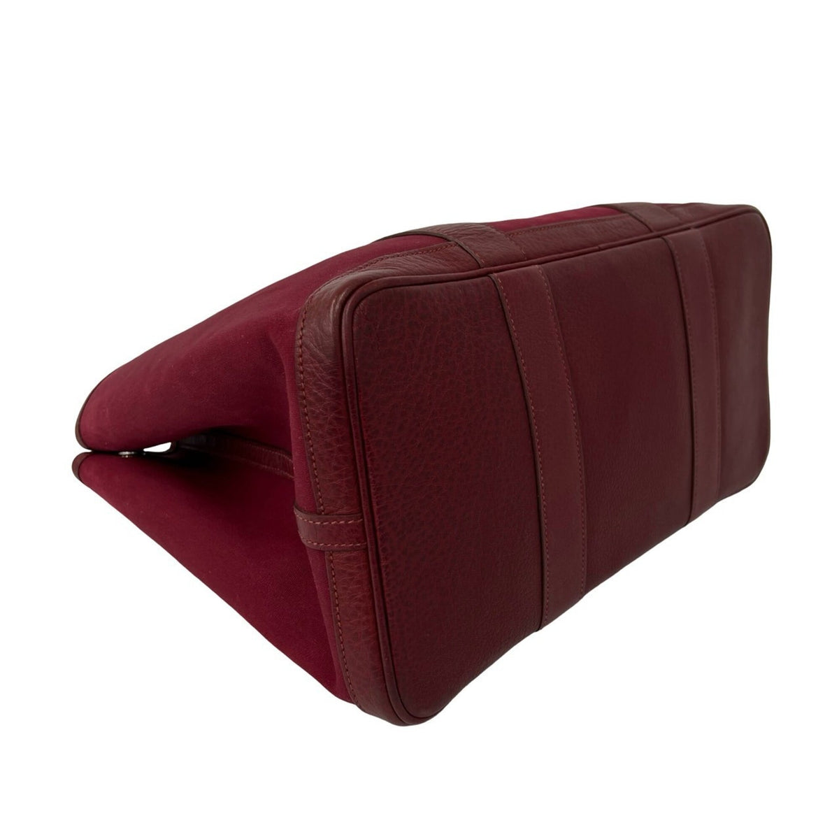 Hermes Red Color Wine Toile Officier Buffalo Leather Handbag (Pre-Owned)