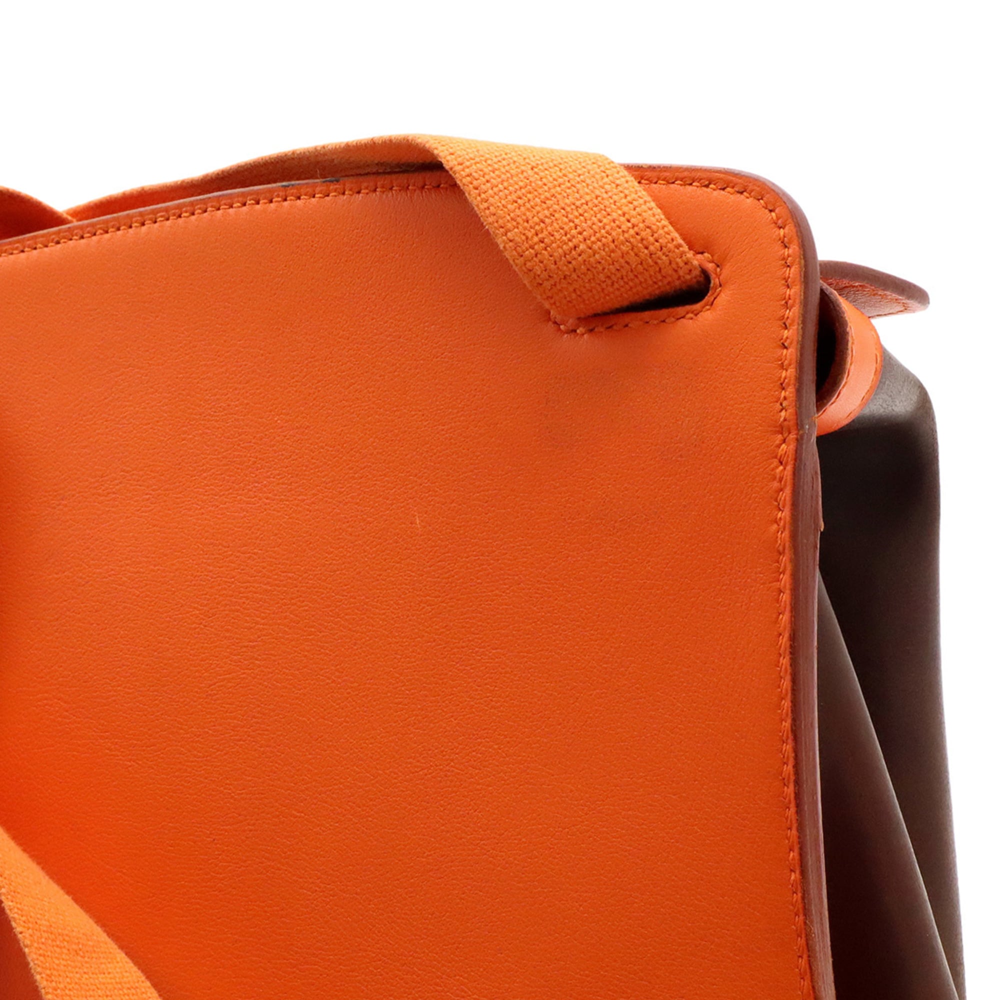 Hermes Amazonia Brown Dark Brown Orange Yellow Amazonia Leather Backpack (Pre-Owned)