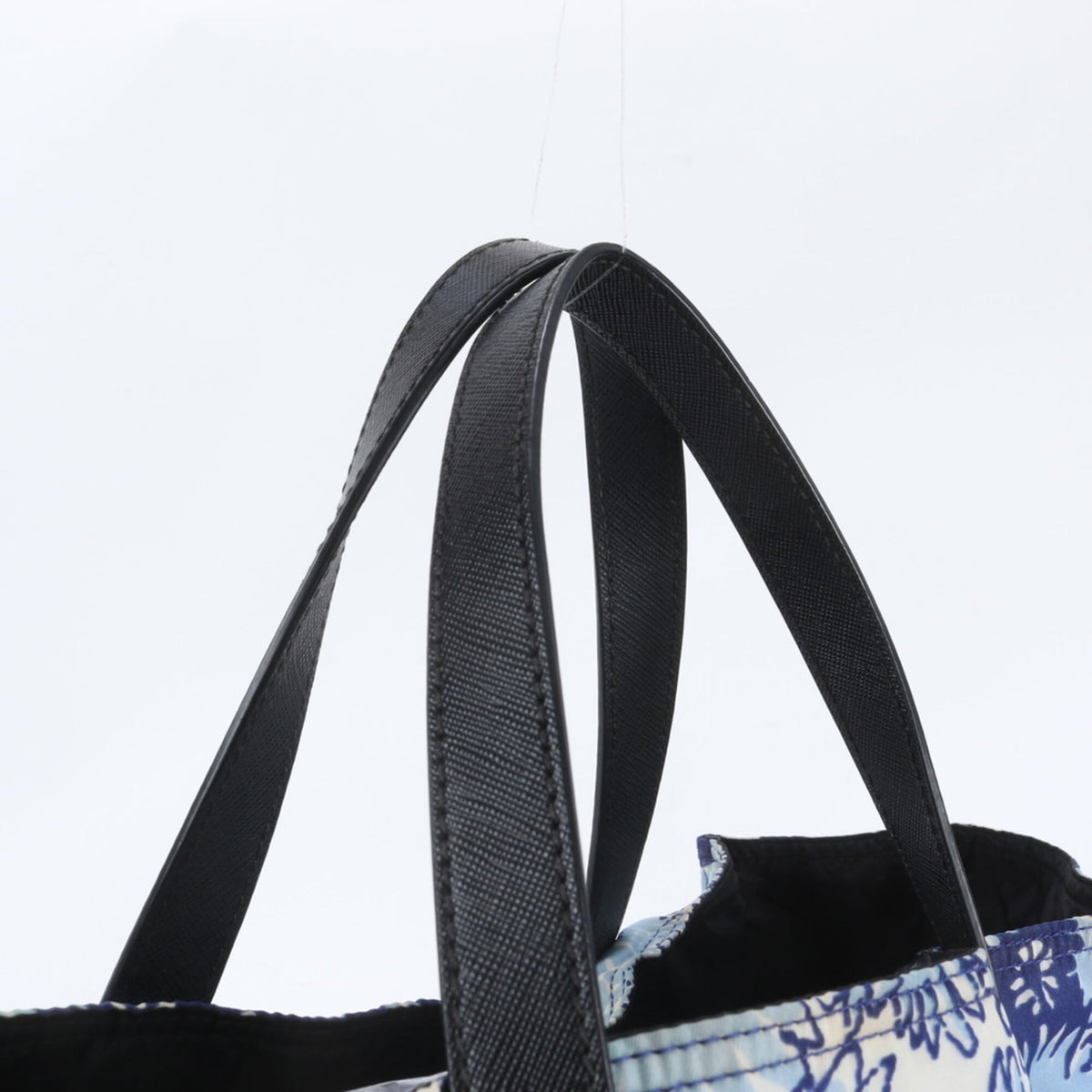Prada Blue Leather Nylon Tote Bag (Pre-Owned)