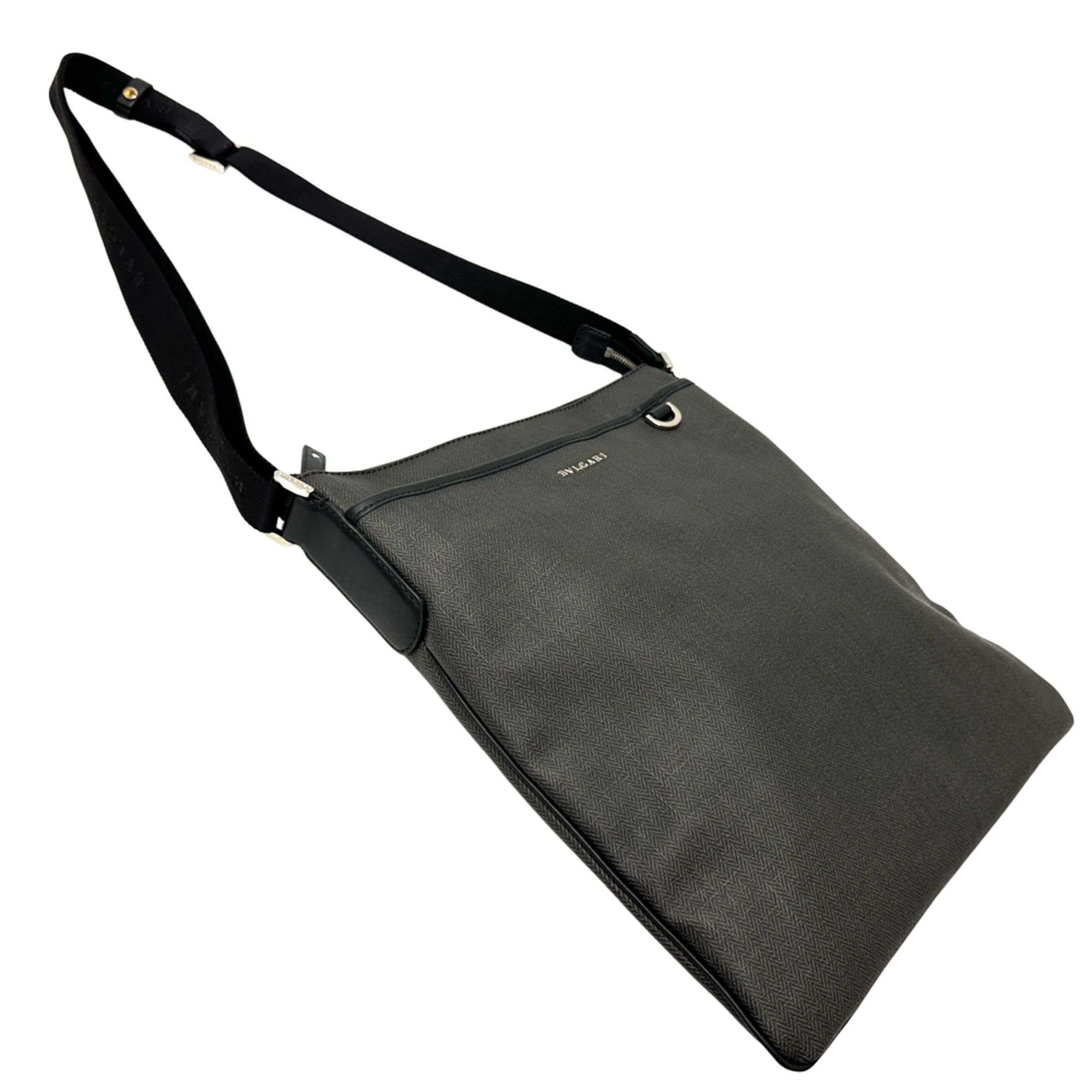 Bvlgari Black Gray Pvc Handbag Shoulder Bag (Pre-Owned)