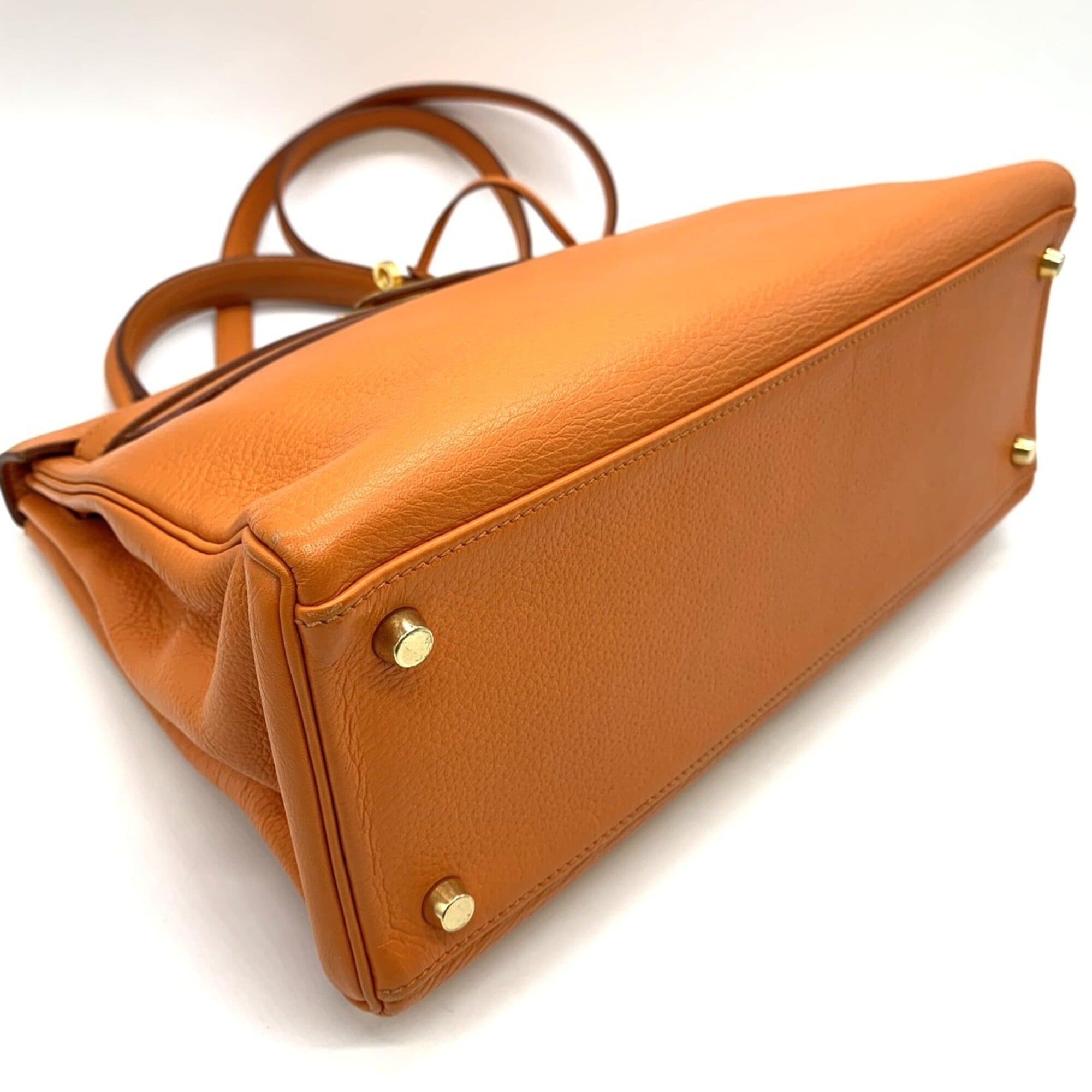 Hermes Orange Taurillon Clemence Leather Handbag (Pre-Owned)