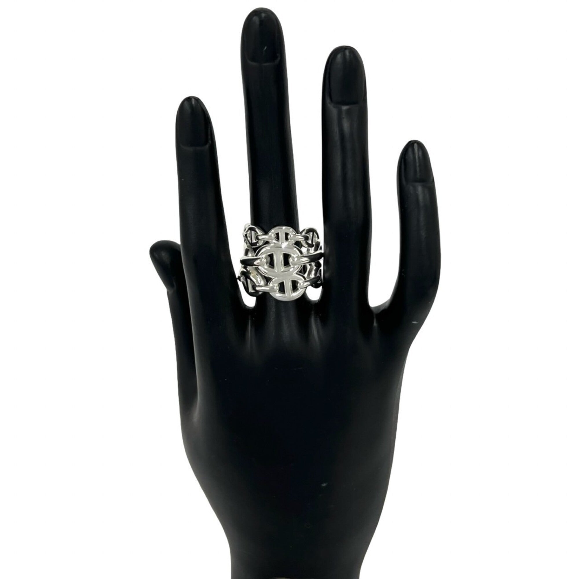 Hermes Silver Silver 925 Band Ring (Pre-Owned)