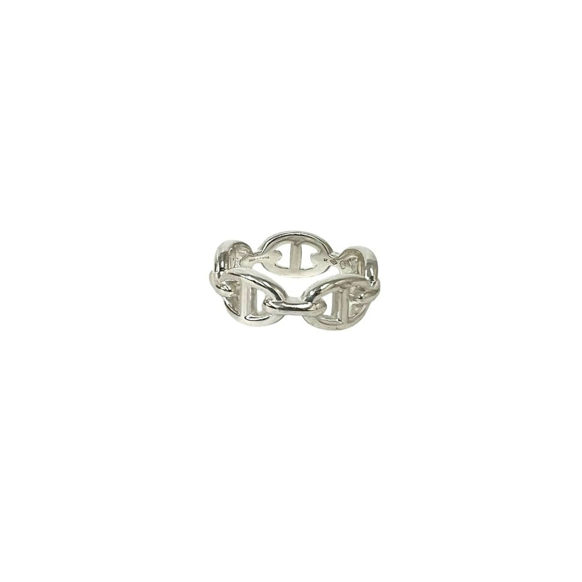 Hermes Silver Silver 925 Band Ring (Pre-Owned)