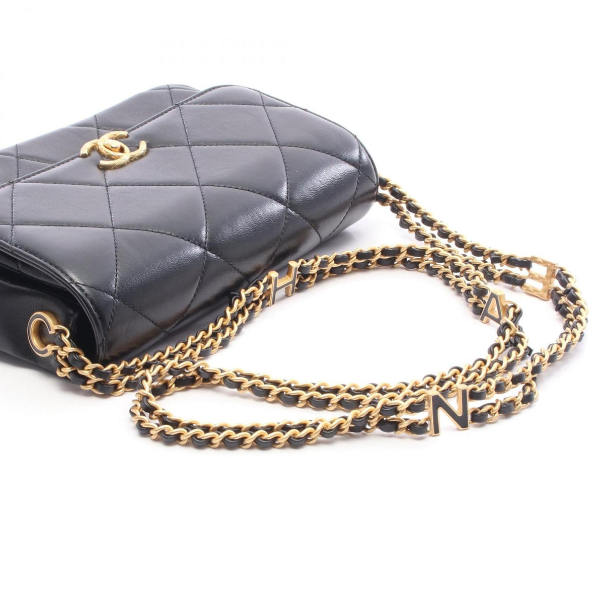 Chanel Black Leather Handbag Shoulder Bag (Pre-Owned)