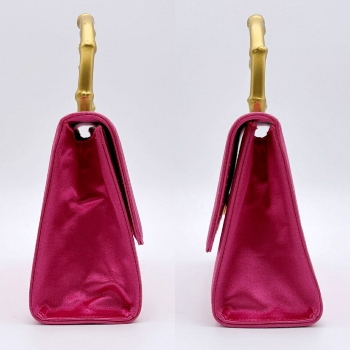 Gucci Gold Pink Bamboo Satin Handbag (Pre-Owned)