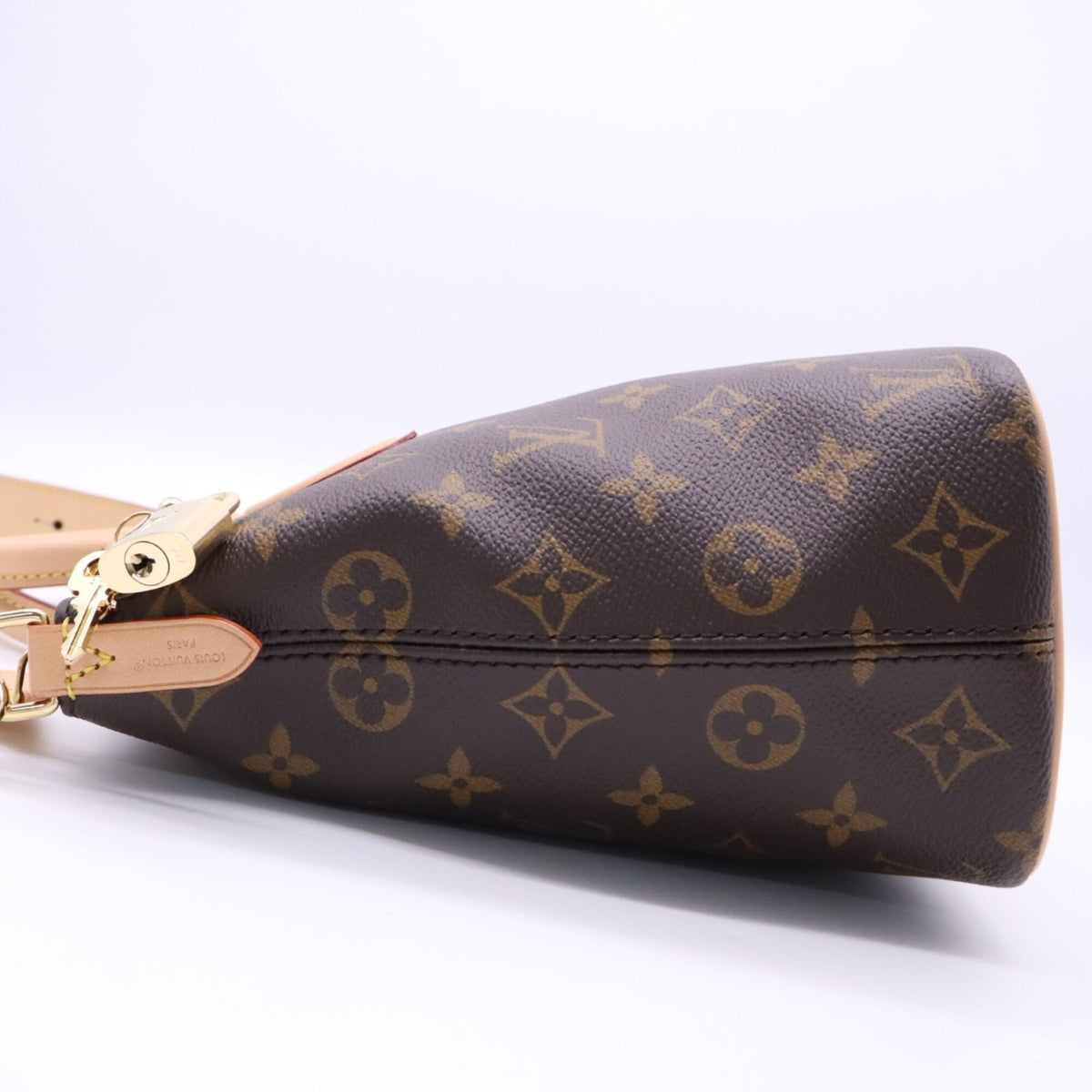 Louis Vuitton Monogram Beige Brown Coated Canvas Leather Handbag (Pre-Owned)
