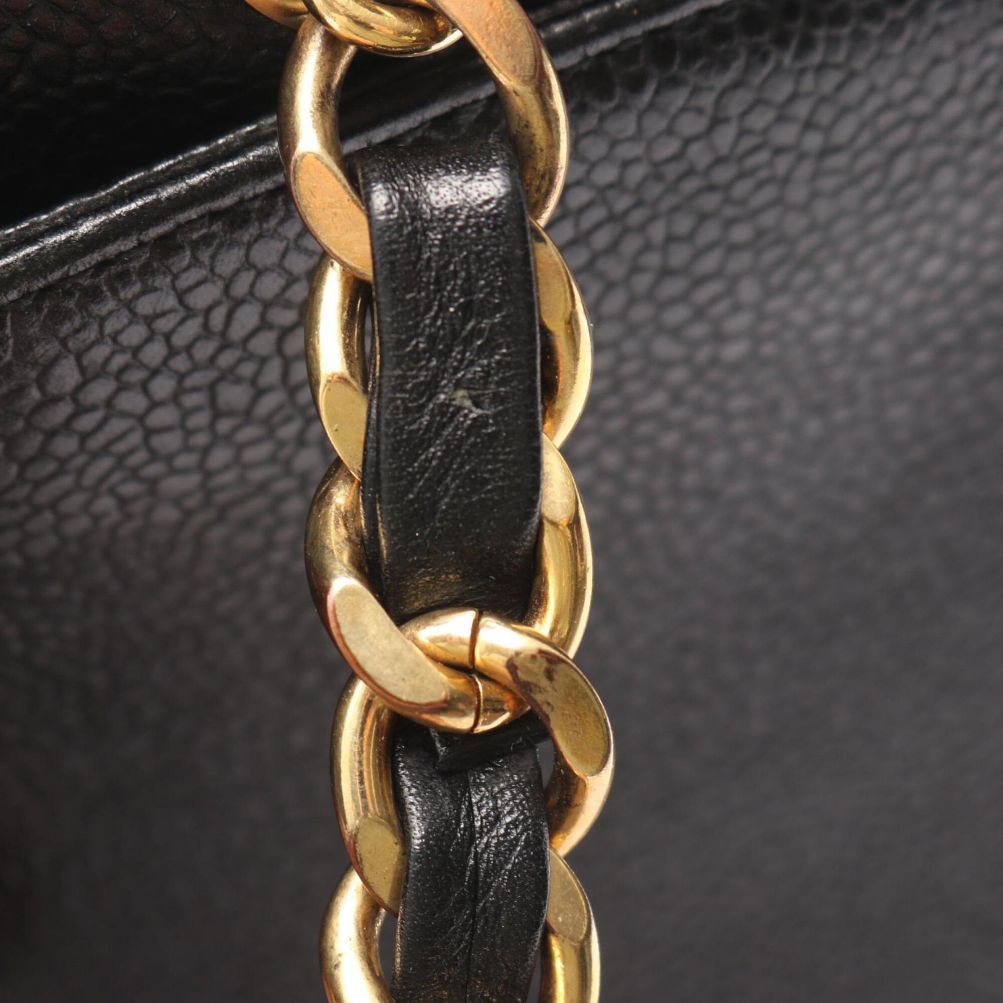 Chanel Black Leather Handbag Tote Bag (Pre-Owned)