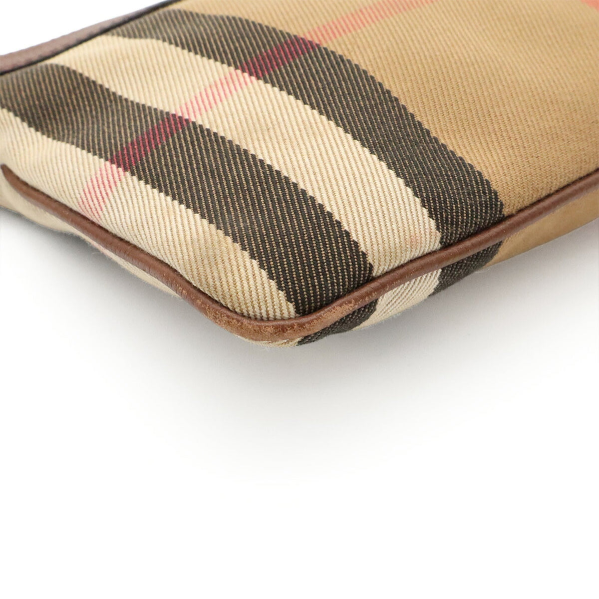 Burberry Beige Black Brown Leather Clutch Bag Pochette Shoulder Bag (Pre-Owned)