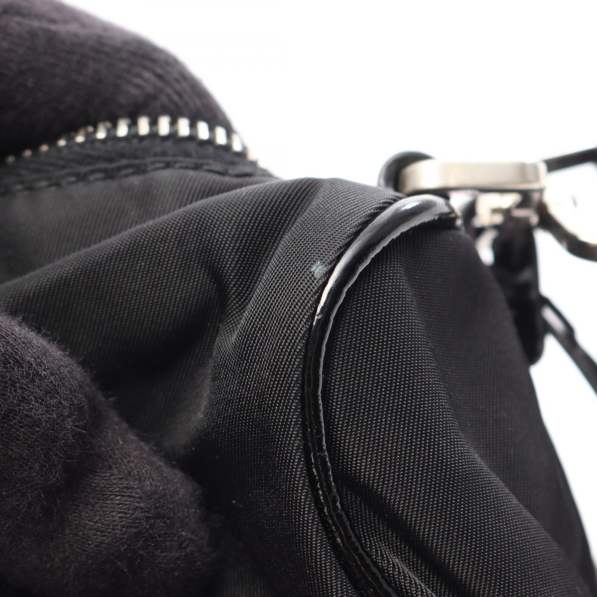 Prada Black Nylon Leather Handbag Shoulder Bag (Pre-Owned)
