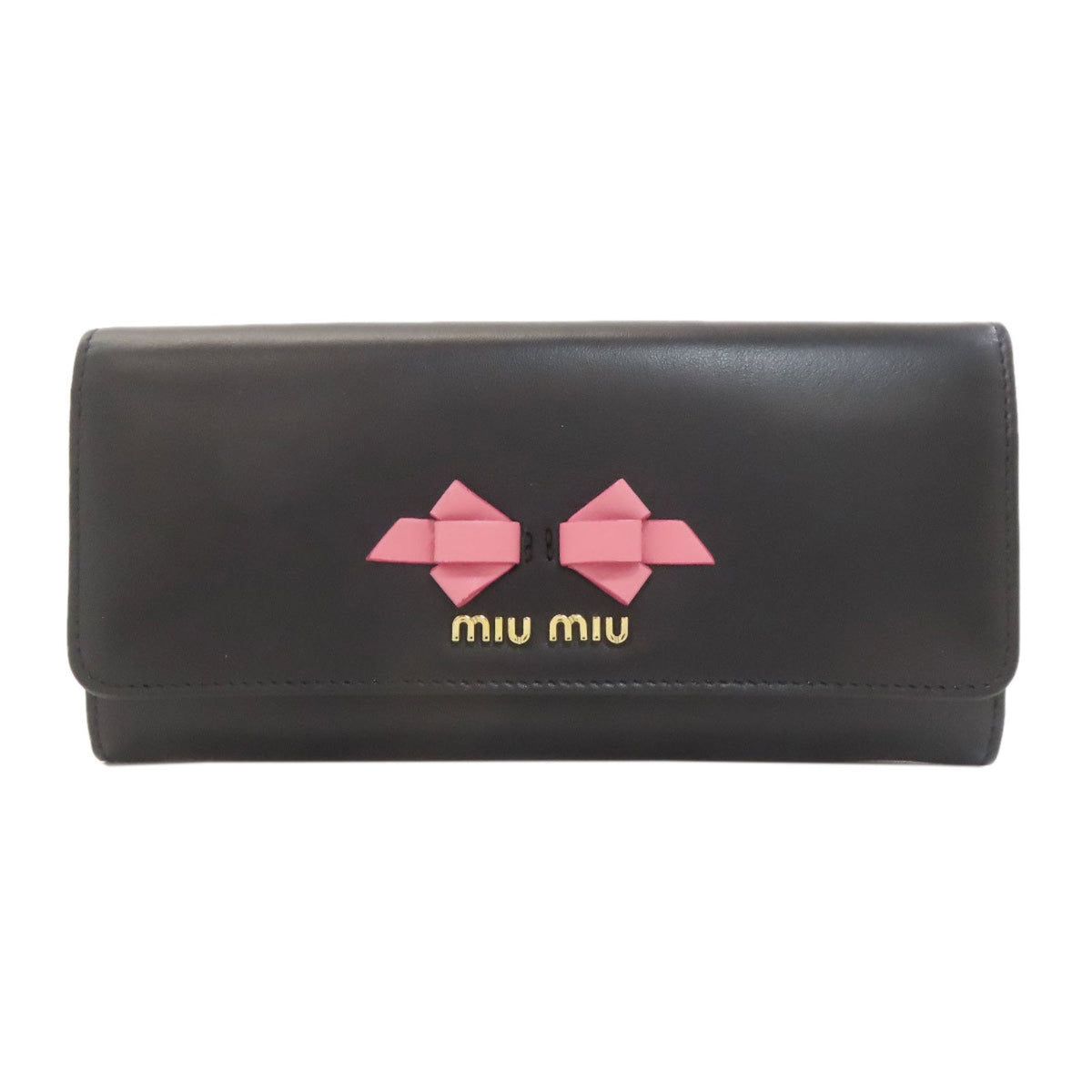 Miu Miu Black Leather Long Wallet (Bi-Fold) (Pre-Owned)