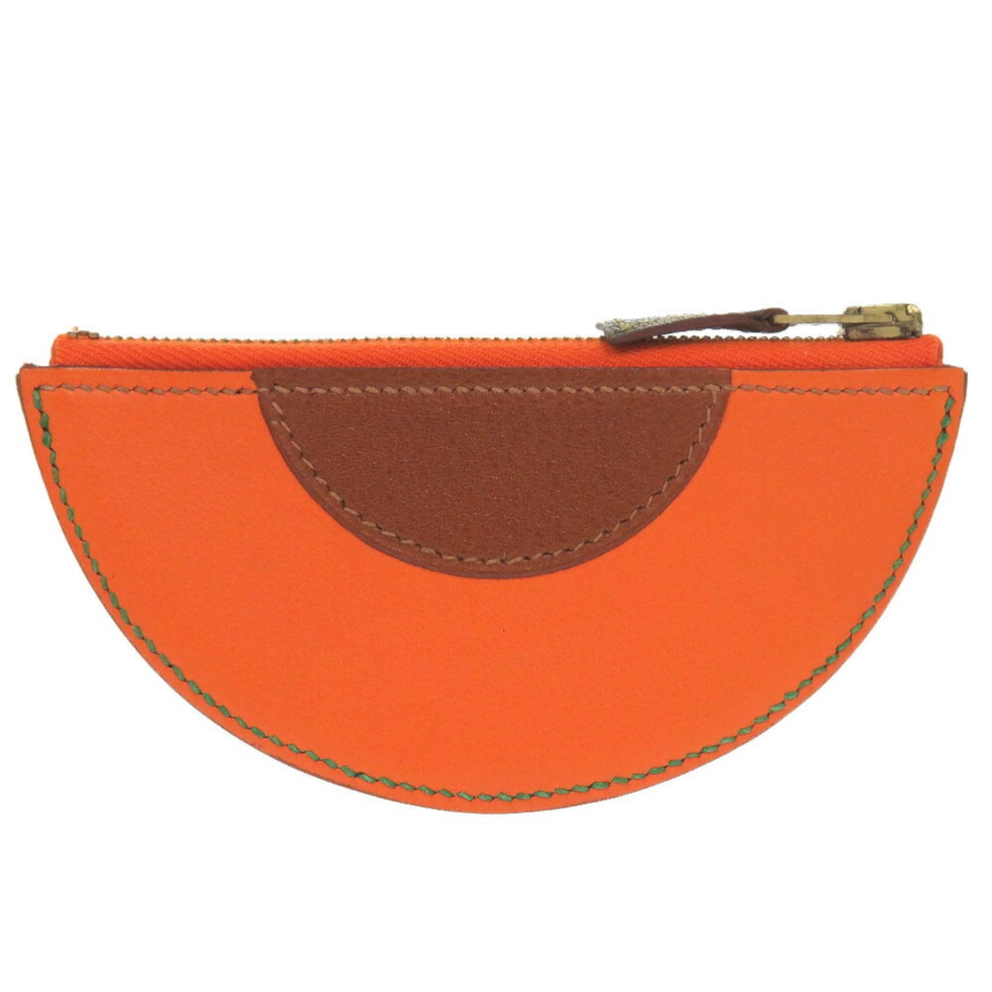 Hermes Brown Orange Leather Coin Purse/Coin Case (Pre-Owned)
