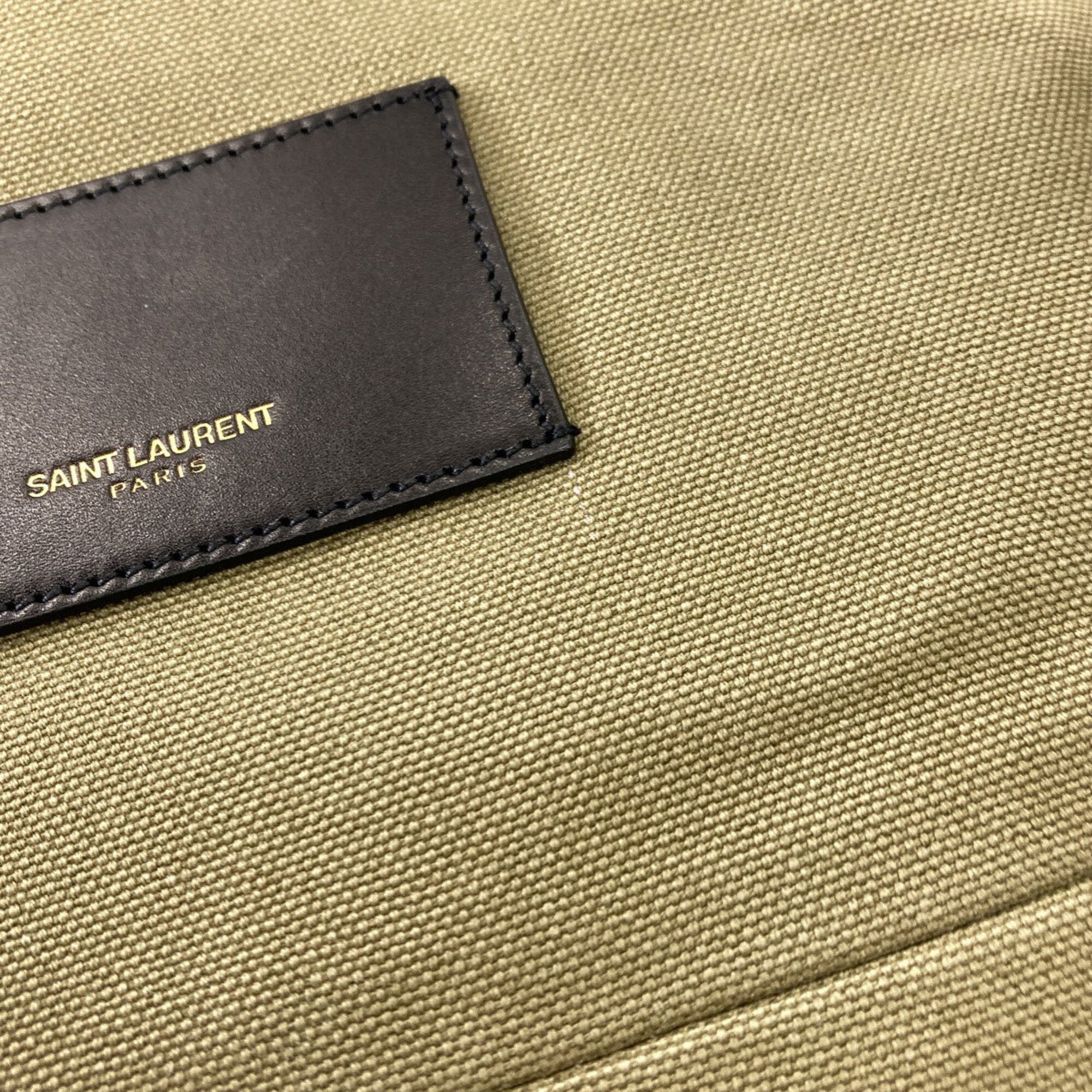 Saint Laurent Khaki Canvas Backpack (Pre-Owned)