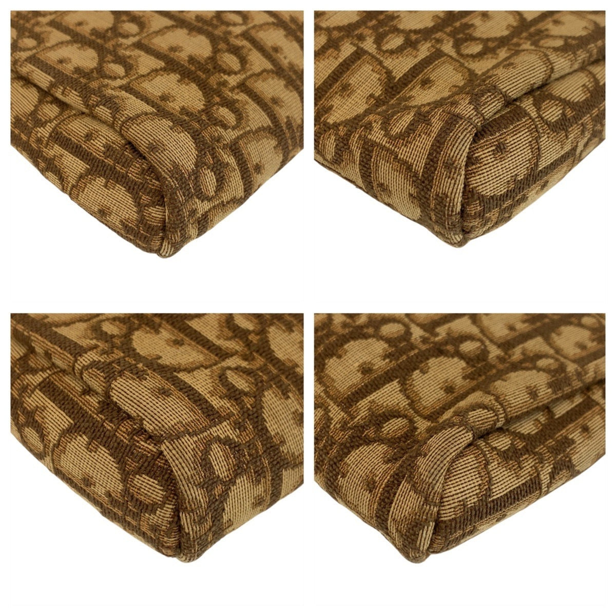 Christian Dior Beige Brown Canvas Leather Clutch Bag (Pre-Owned)