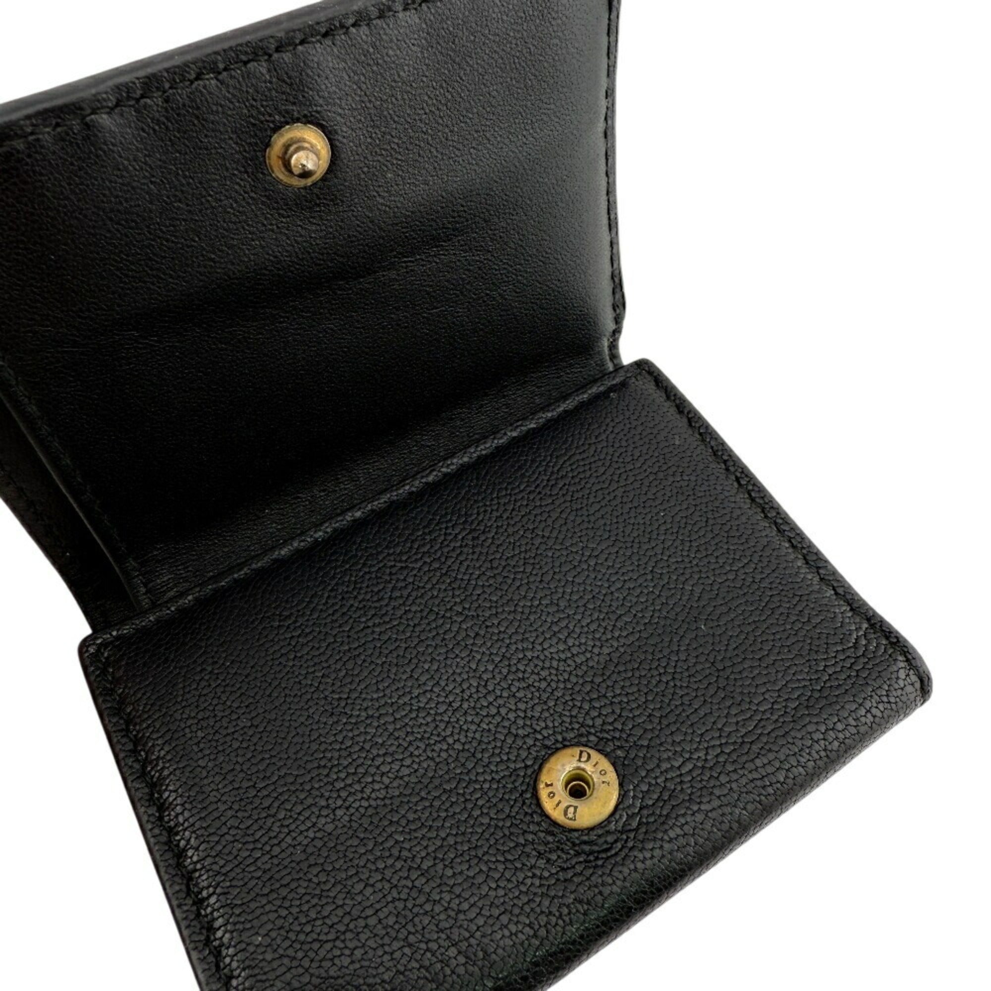 Christian Dior Black Leather Wallet (Tri-Fold) (Pre-Owned)