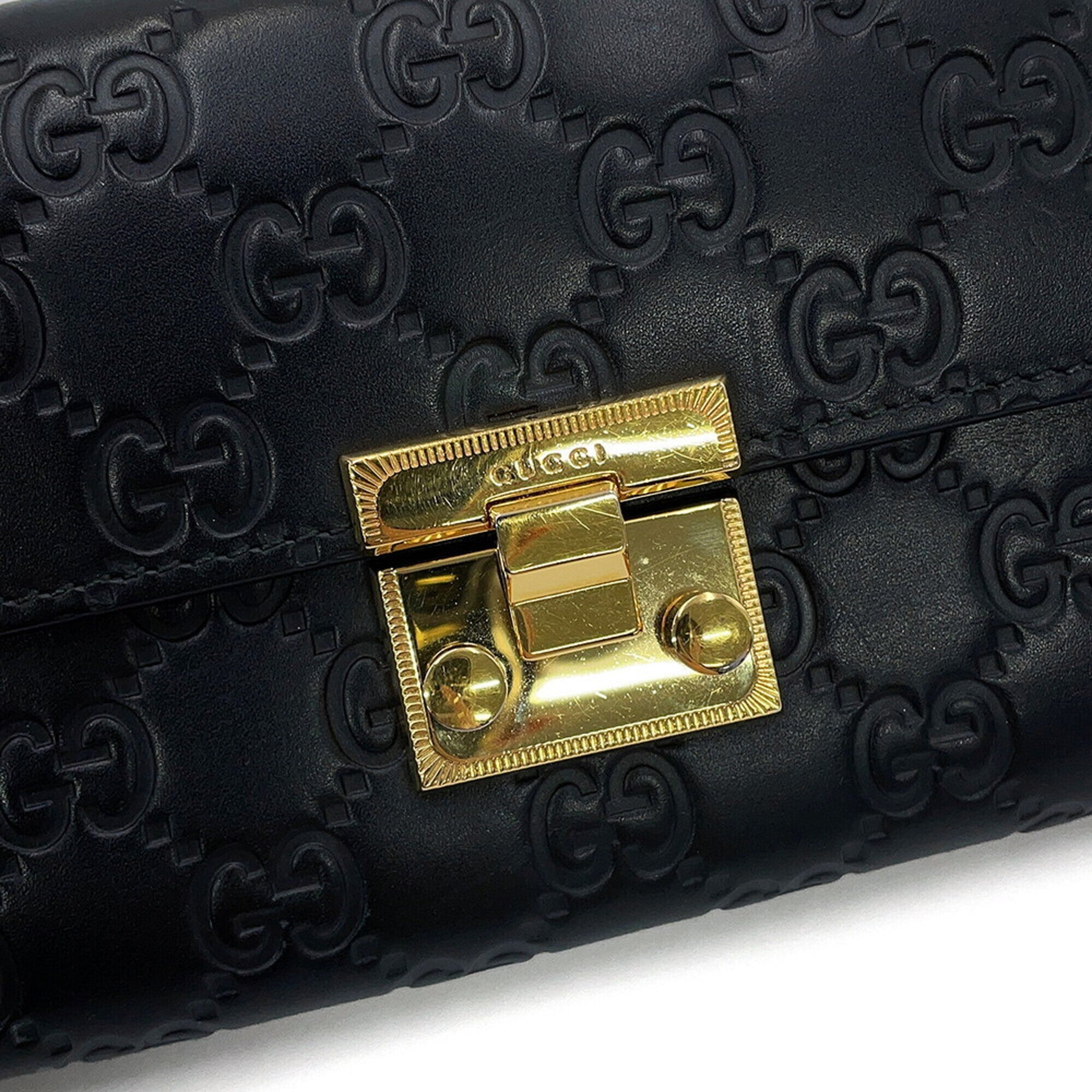 Gucci Black Gg Leather Chain/Shoulder Wallet (Pre-Owned)