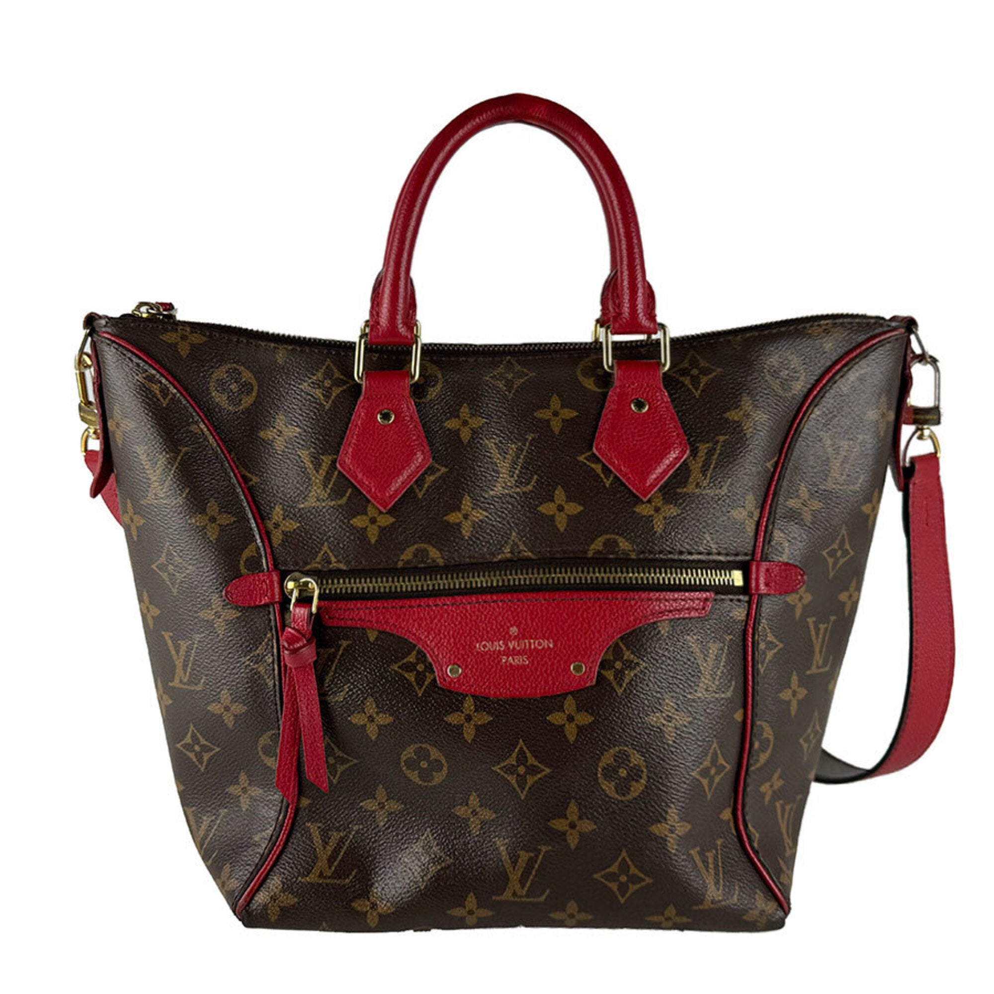 Louis Vuitton Brown Monogram Red Color Monogram Handbag Shoulder Bag (Pre-Owned)