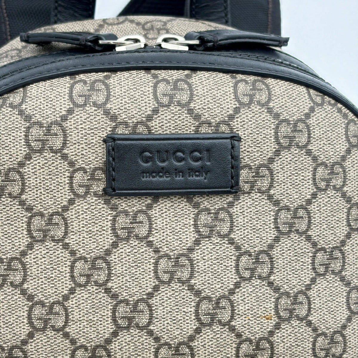 Gucci Beige Black Pvc Leather Backpack (Pre-Owned)