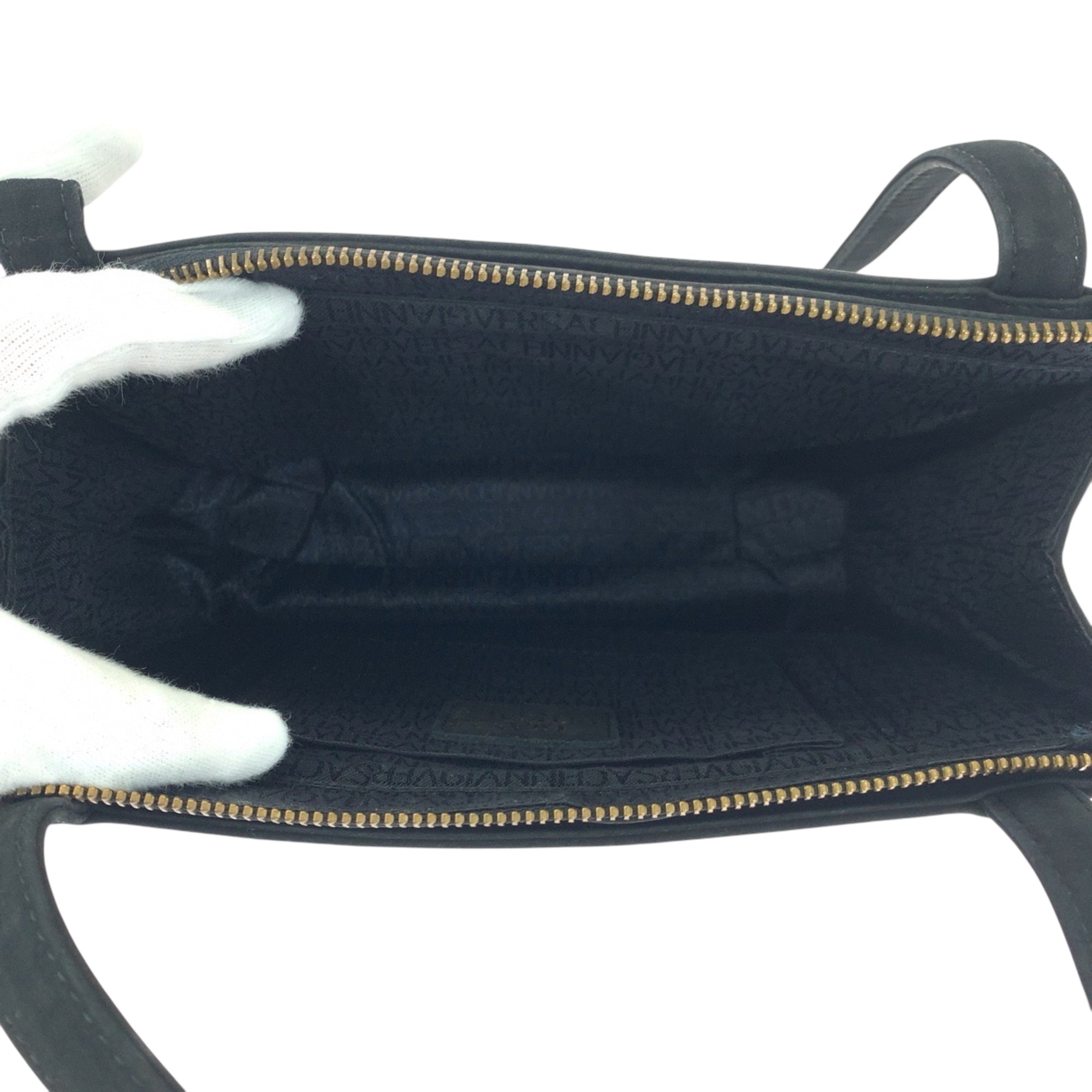 Versace Black Suede Shoulder Bag Tote Bag (Pre-Owned)