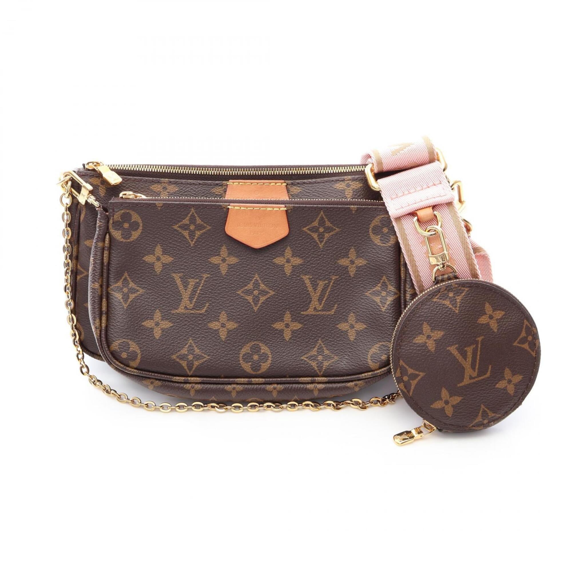 Louis Vuitton Brown Pink Pvc Leather Handbag Pochette Shoulder Bag (Pre-Owned)