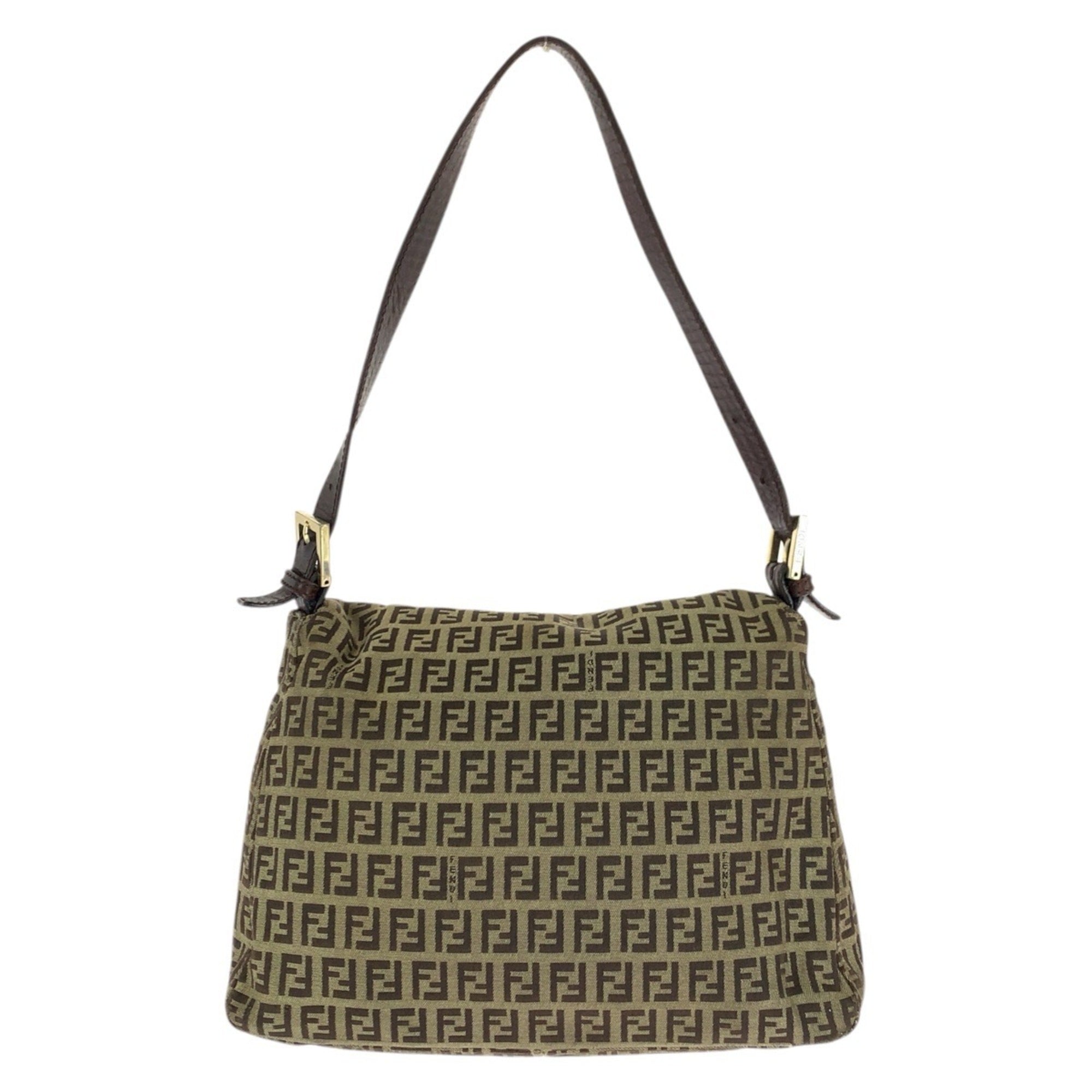 Fendi Brown Canvas Leather Handbag Shoulder Bag (Pre-Owned)