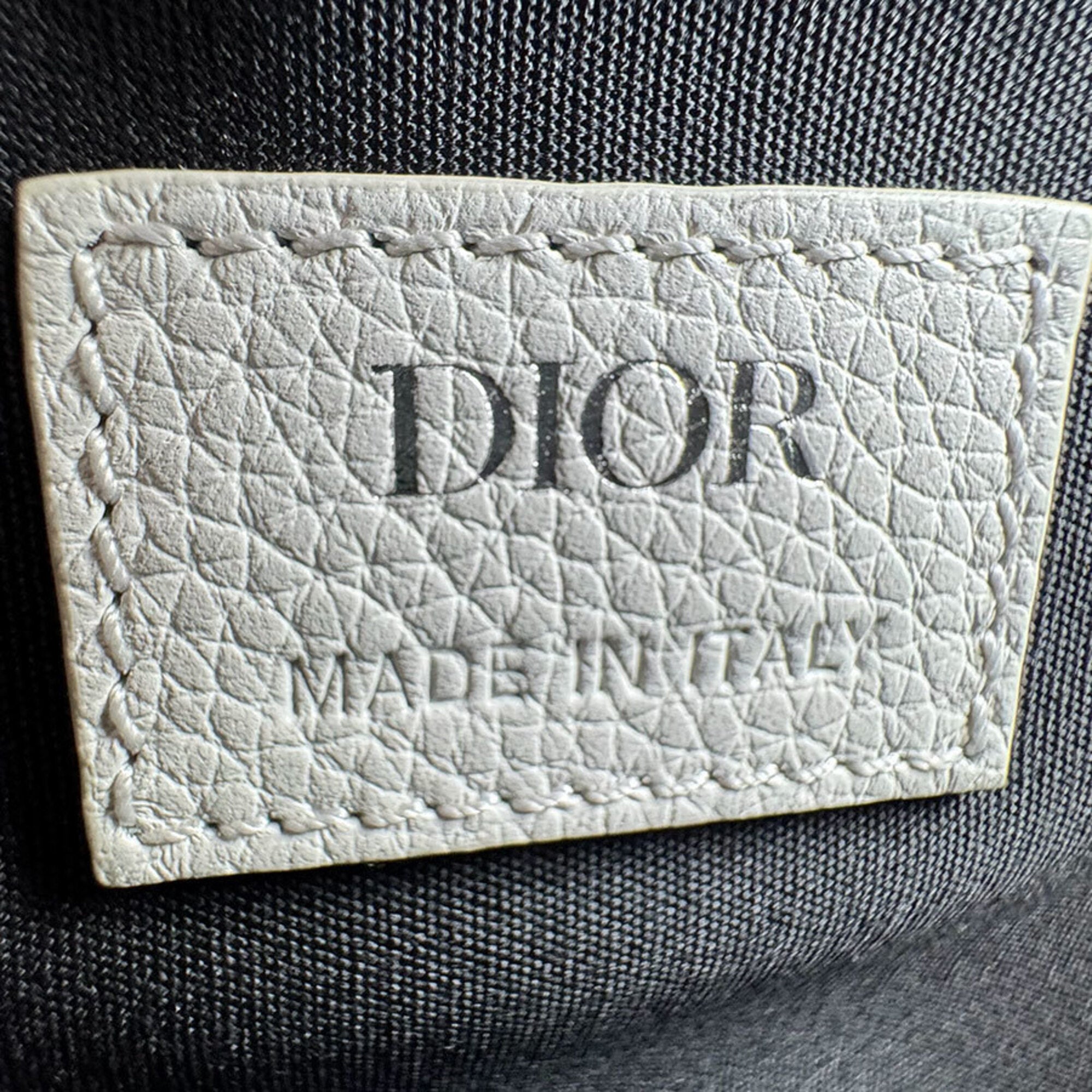 Christian Dior Light Gray Canvas Leather Saddle Bag Shoulder Bag (Pre-Owned)