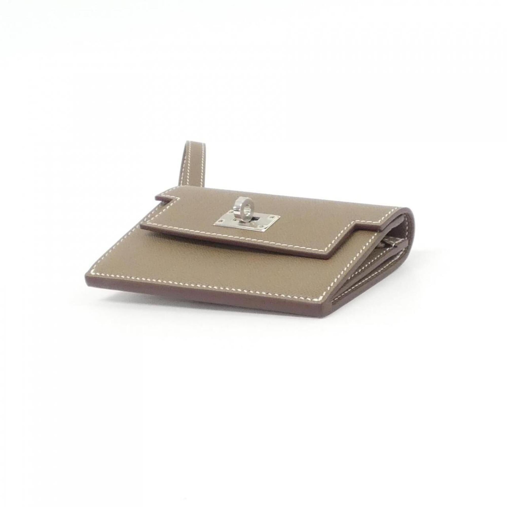 Hermes Kelly Etoupe Gray Leather Wallet (Bi-Fold) (Pre-Owned)