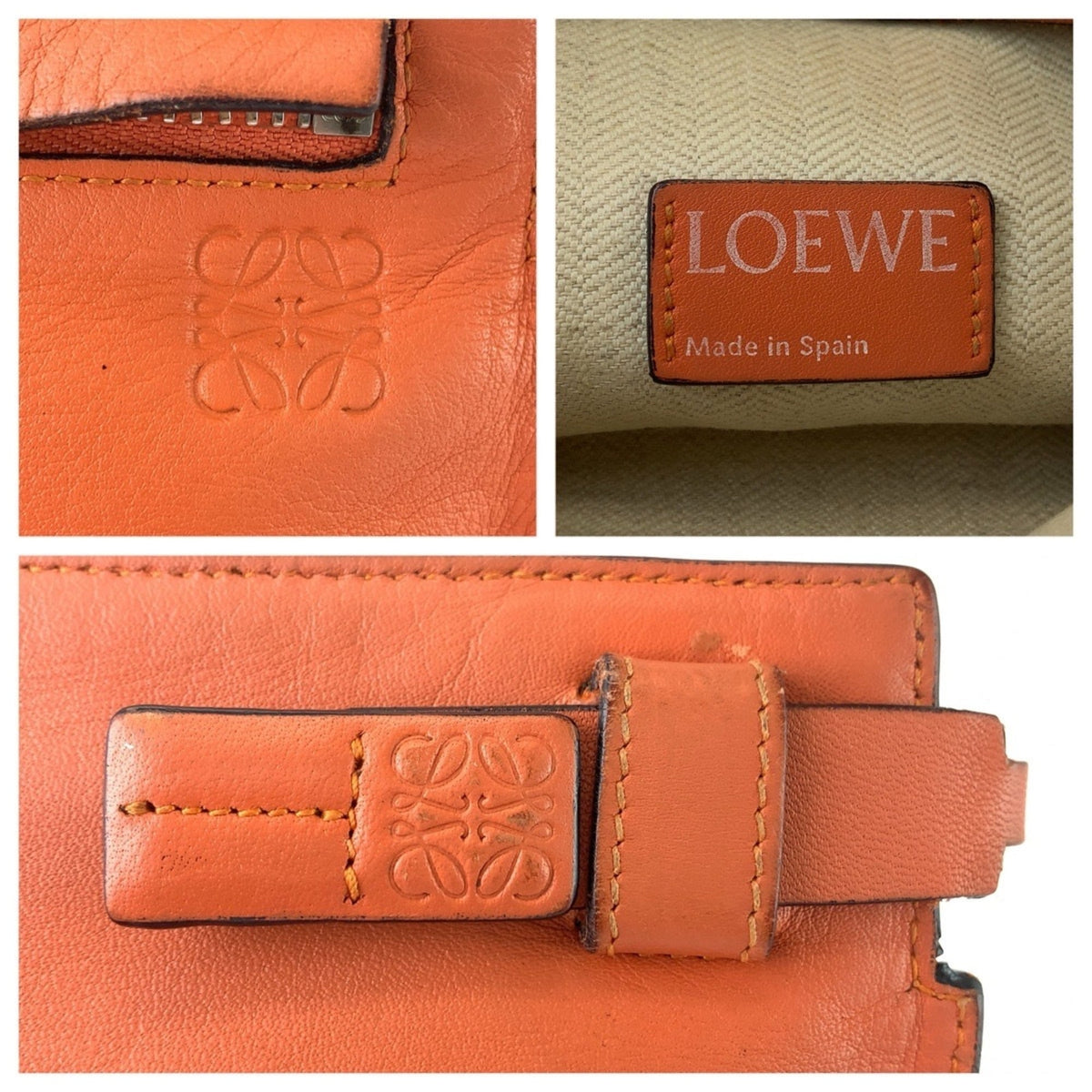 Loewe Orange Leather Pouch Wash Bag (Pre-Owned)