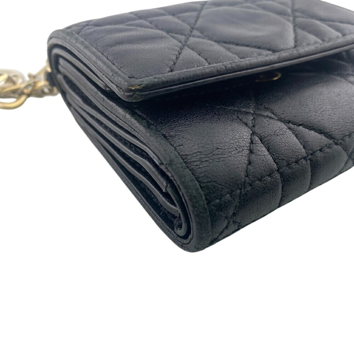 Christian Dior Black Leather Wallet (Tri-Fold) (Pre-Owned)