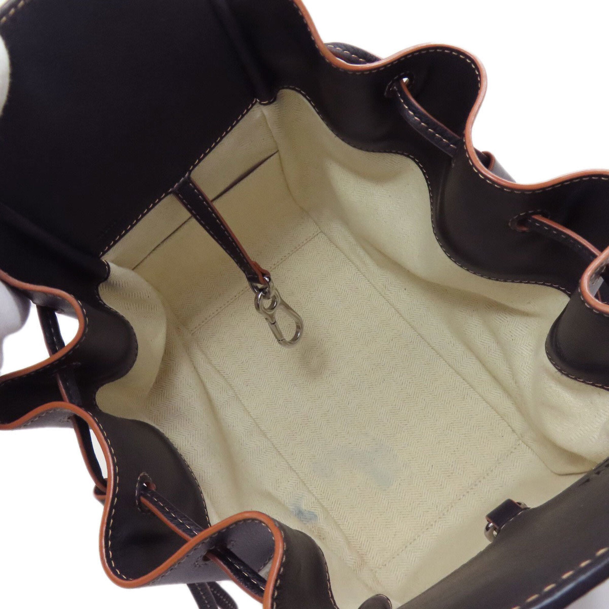 Loewe Beige Black Canvas Leather Handbag (Pre-Owned)