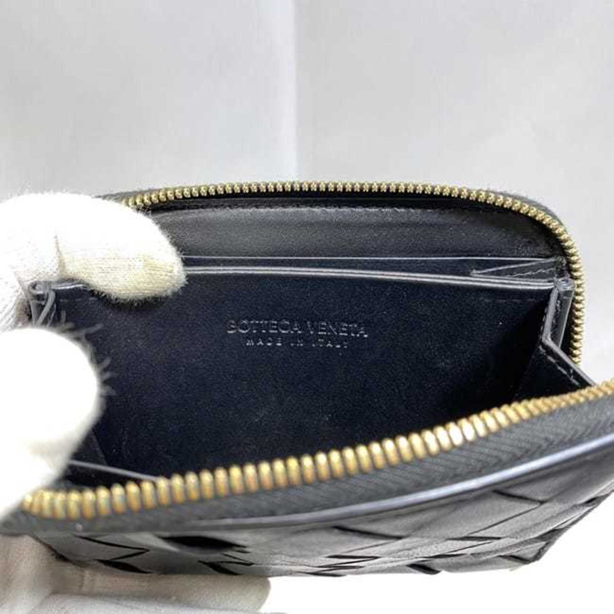 Bottega Veneta Black Leather Coin Purse/Coin Case (Pre-Owned)