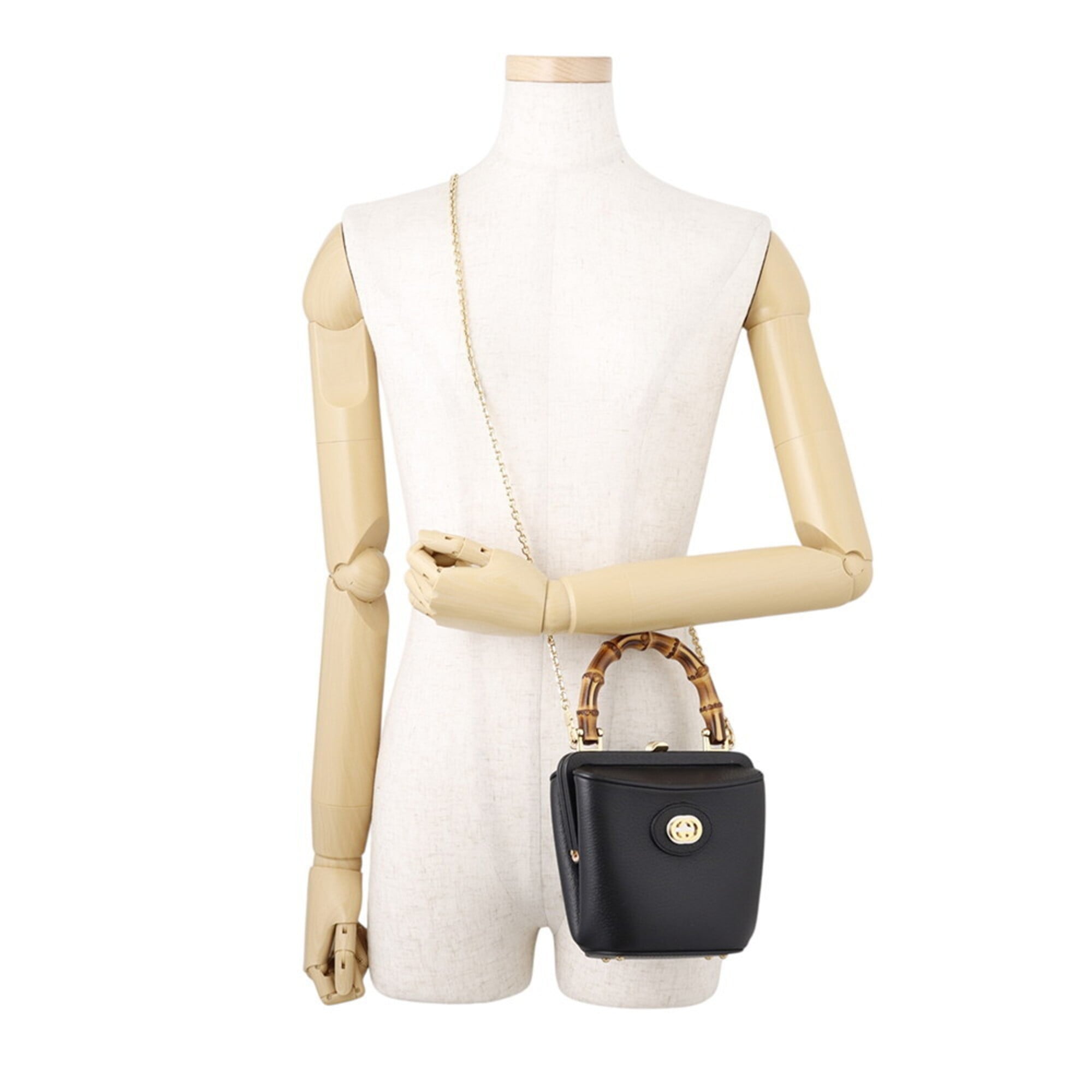 Gucci Black Leather Handbag Shoulder Bag (Pre-Owned)