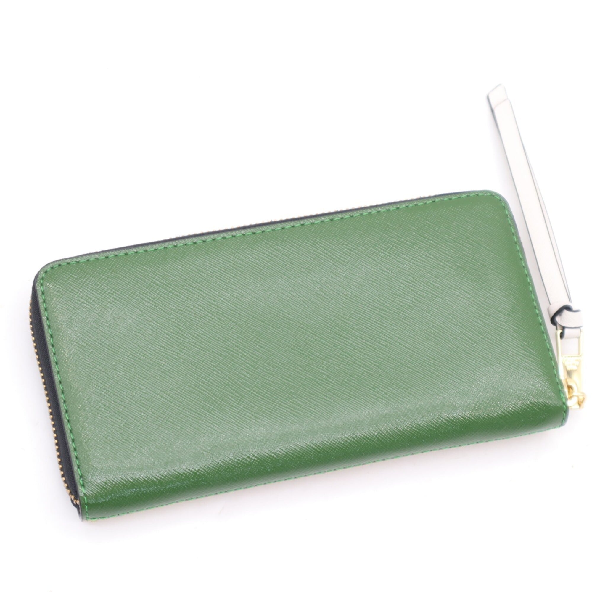 Marc Jacobs Beige Green White Leather Long Wallet (Bi-Fold) (Pre-Owned)