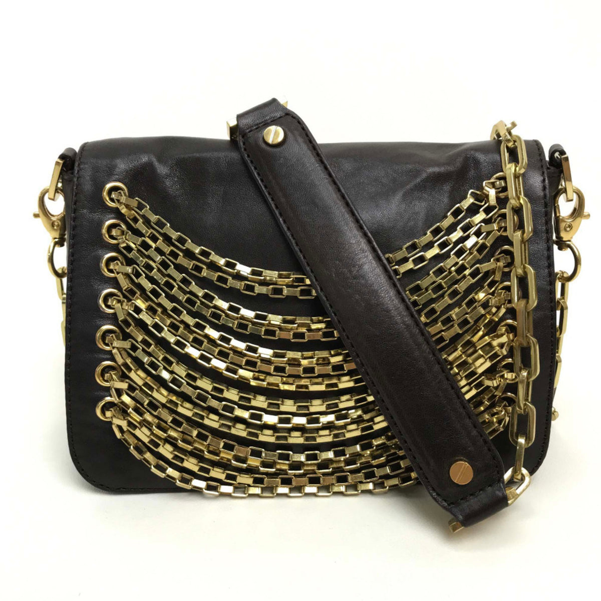 Tory Burch Dark Brown Leather Pochette Pouch Shoulder Bag (Pre-Owned)