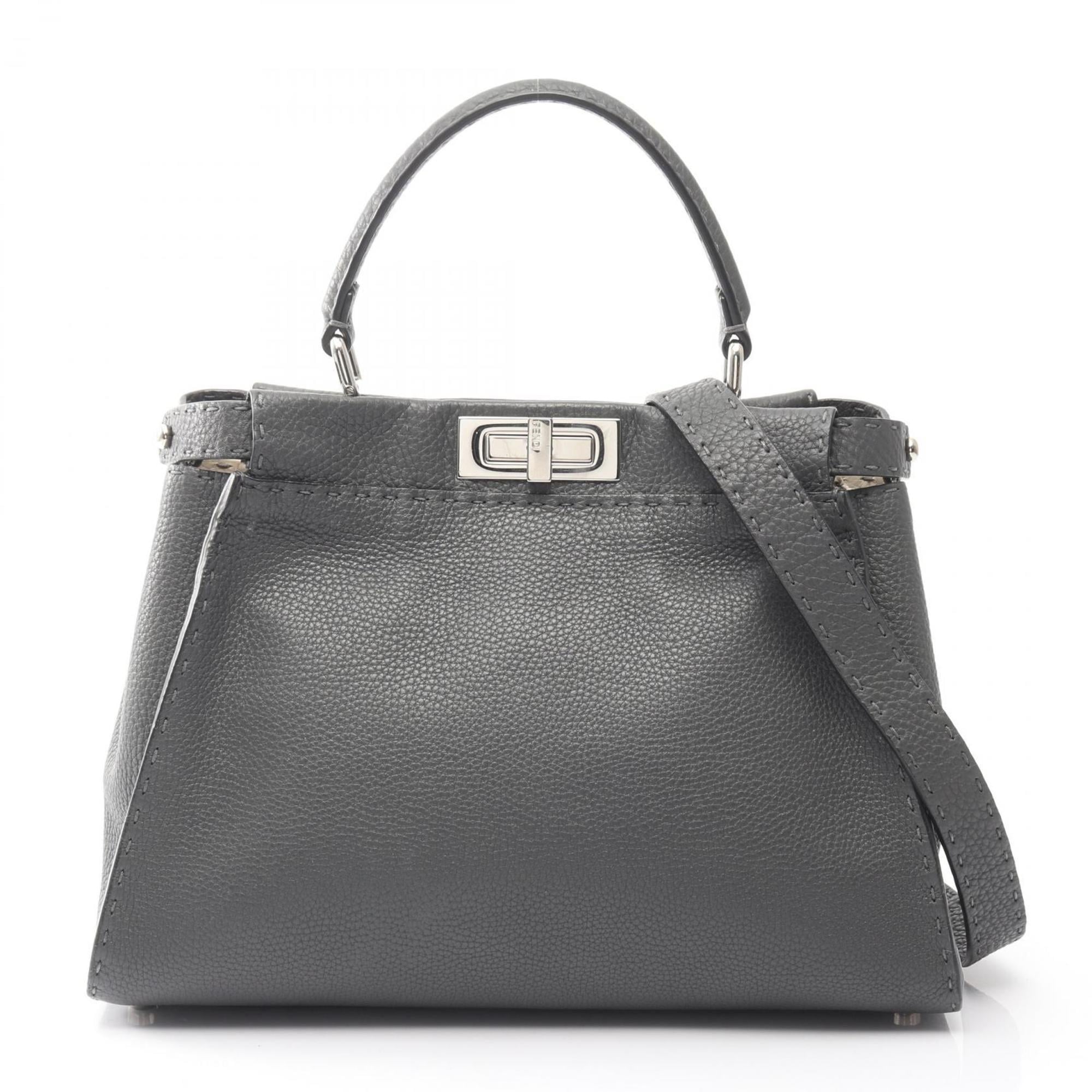 Fendi Gray Leather Handbag (Pre-Owned)