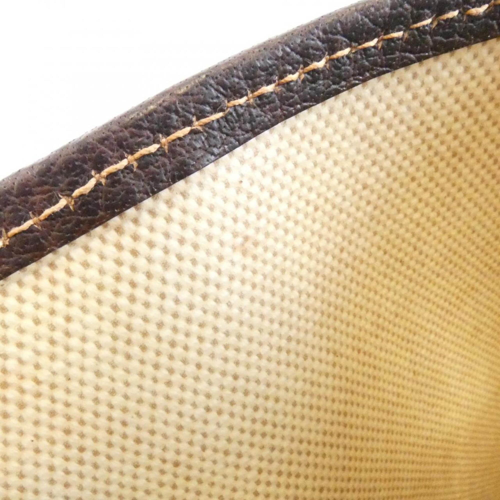 Hermes Brown Toile H Buffle Skipper Leather Handbag (Pre-Owned)