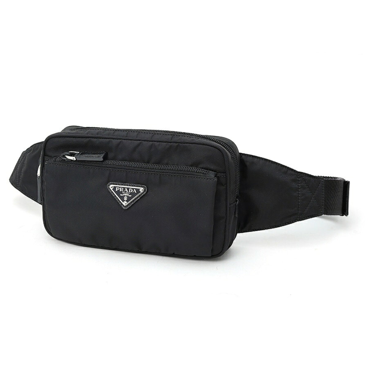 Prada Black Nero Fabric Saffiano Triangle Fanny Pack (Pre-Owned)