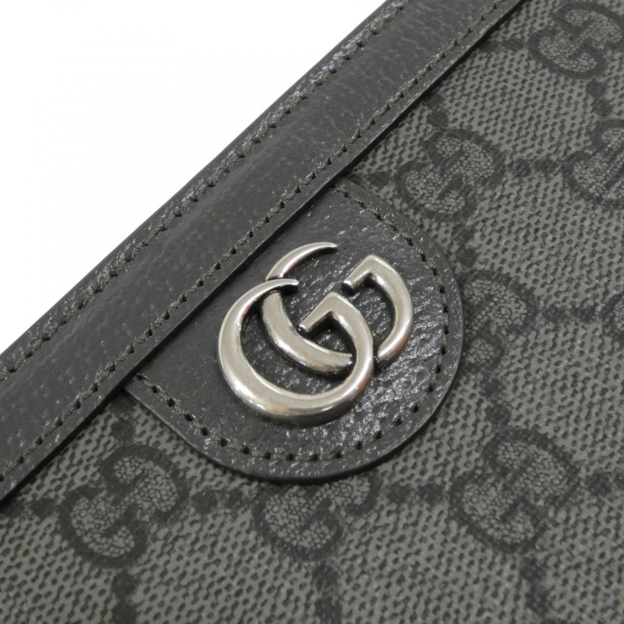 Gucci Ophidia Black Gray Gg Supreme Leather Shoulder Bag (Pre-Owned)