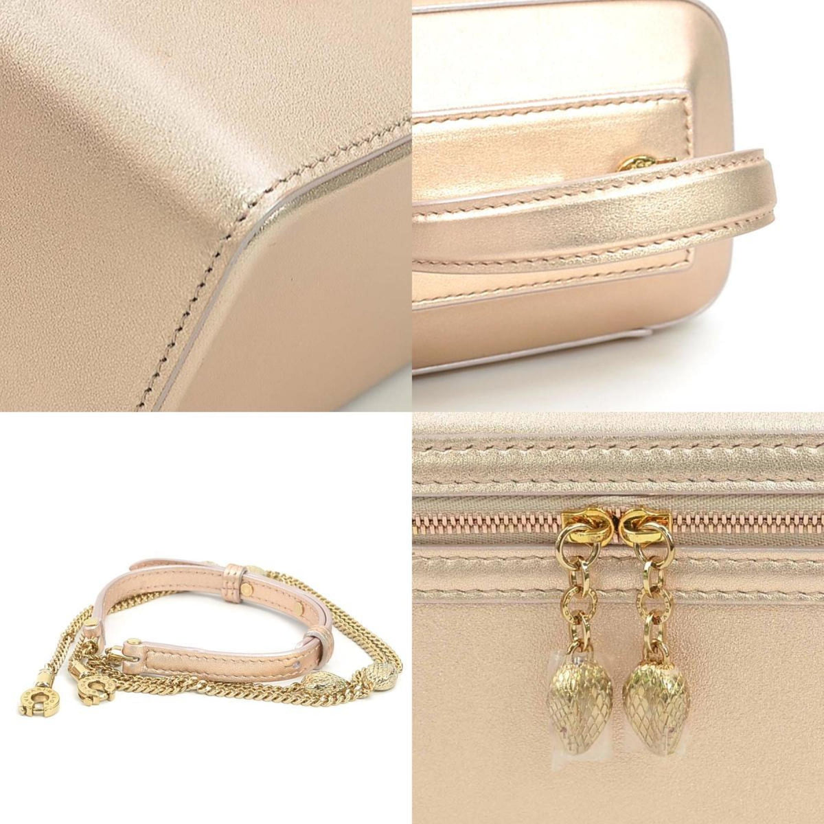 Bvlgari Metallic Beige Metallic Pink Leather Shoulder Bag (Pre-Owned)
