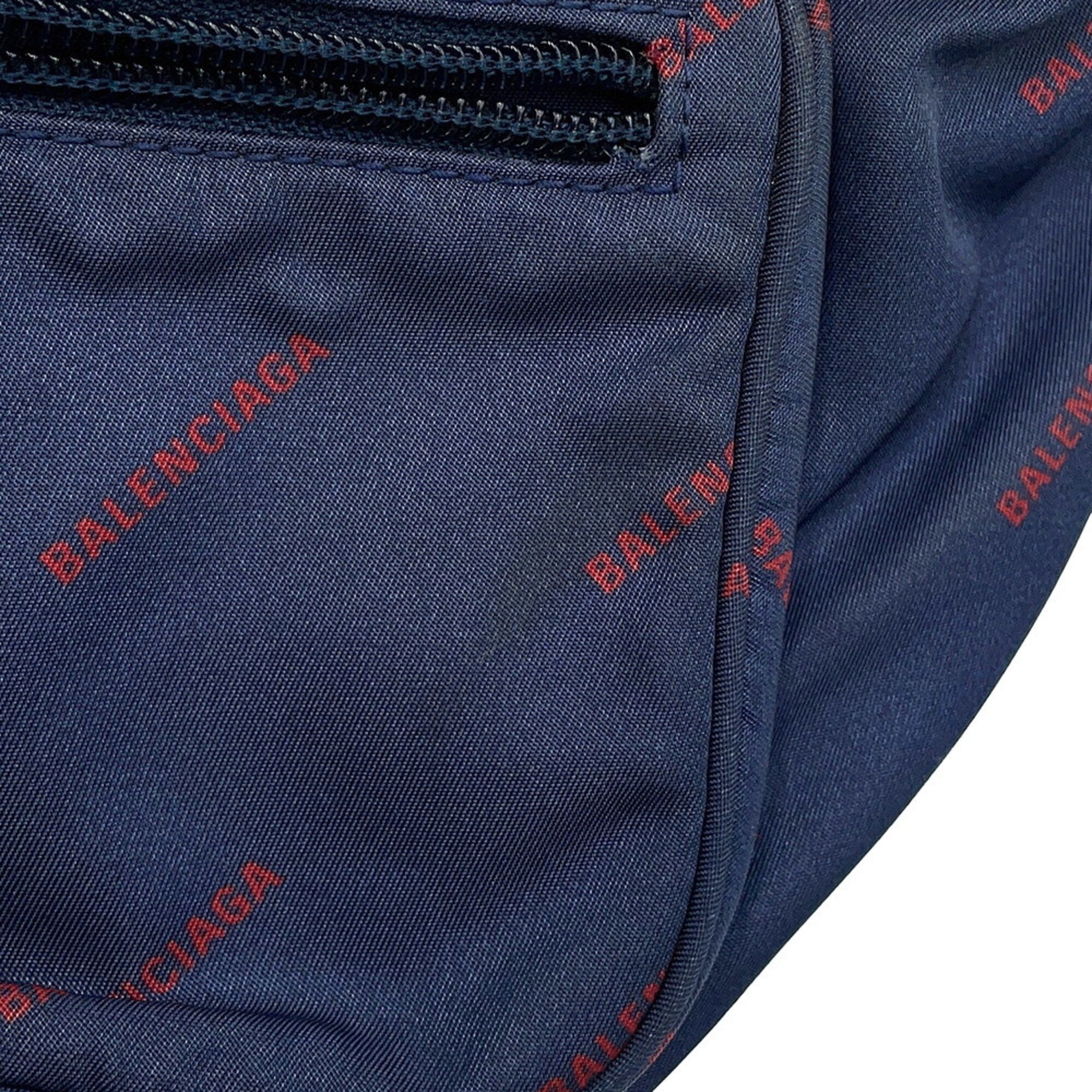 Balenciaga Navy Red Color Nylon Sling Bag (Pre-Owned)