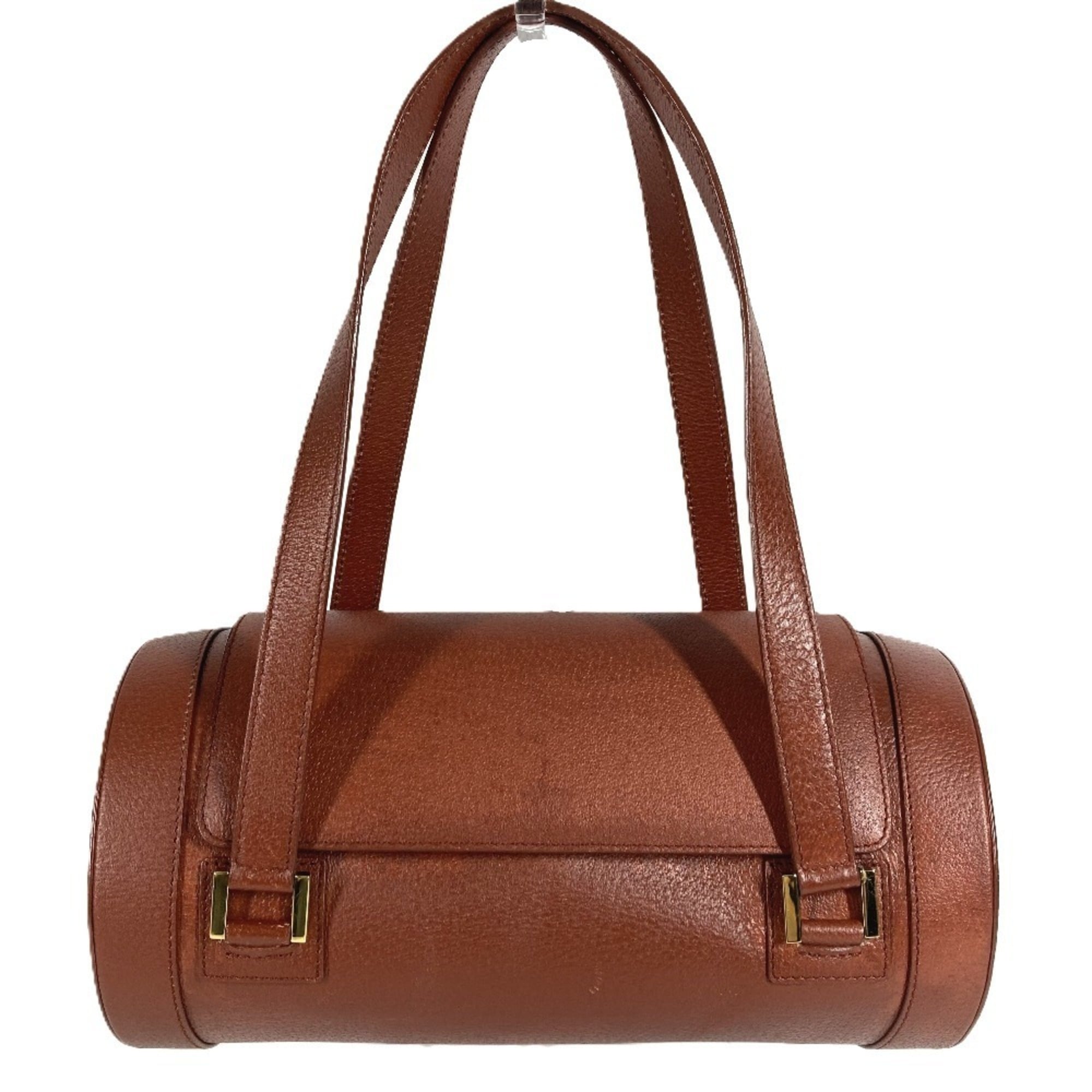 Bvlgari Brown Leather Handbag Shoulder Bag (Pre-Owned)