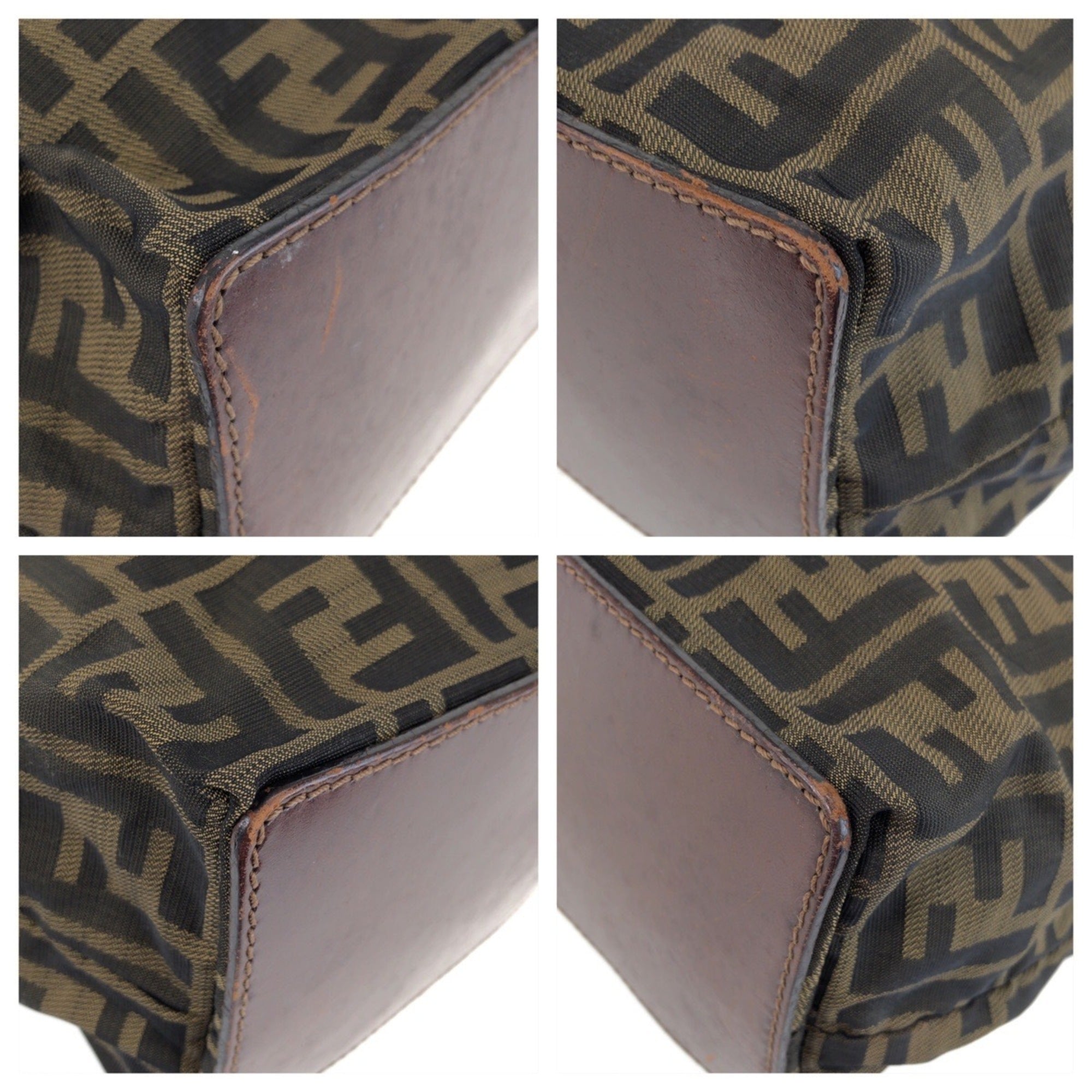 Fendi Brown Zucca Leather Handbag Tote Bag (Pre-Owned)