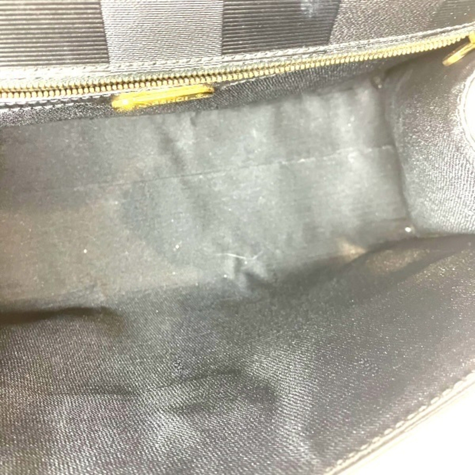 Fendi Pequin Black Pvc Leather Handbag Shoulder Bag (Pre-Owned)