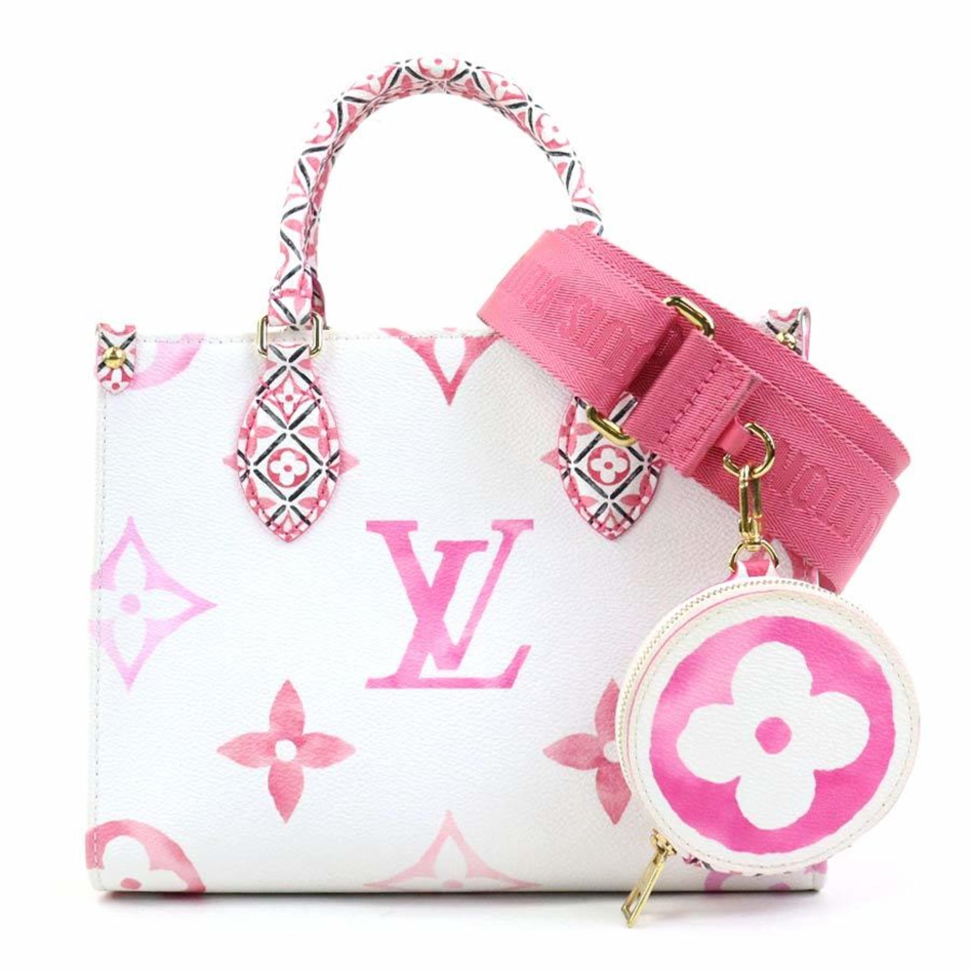 Louis Vuitton Pink White Leather Handbag Shoulder Bag (Pre-Owned)