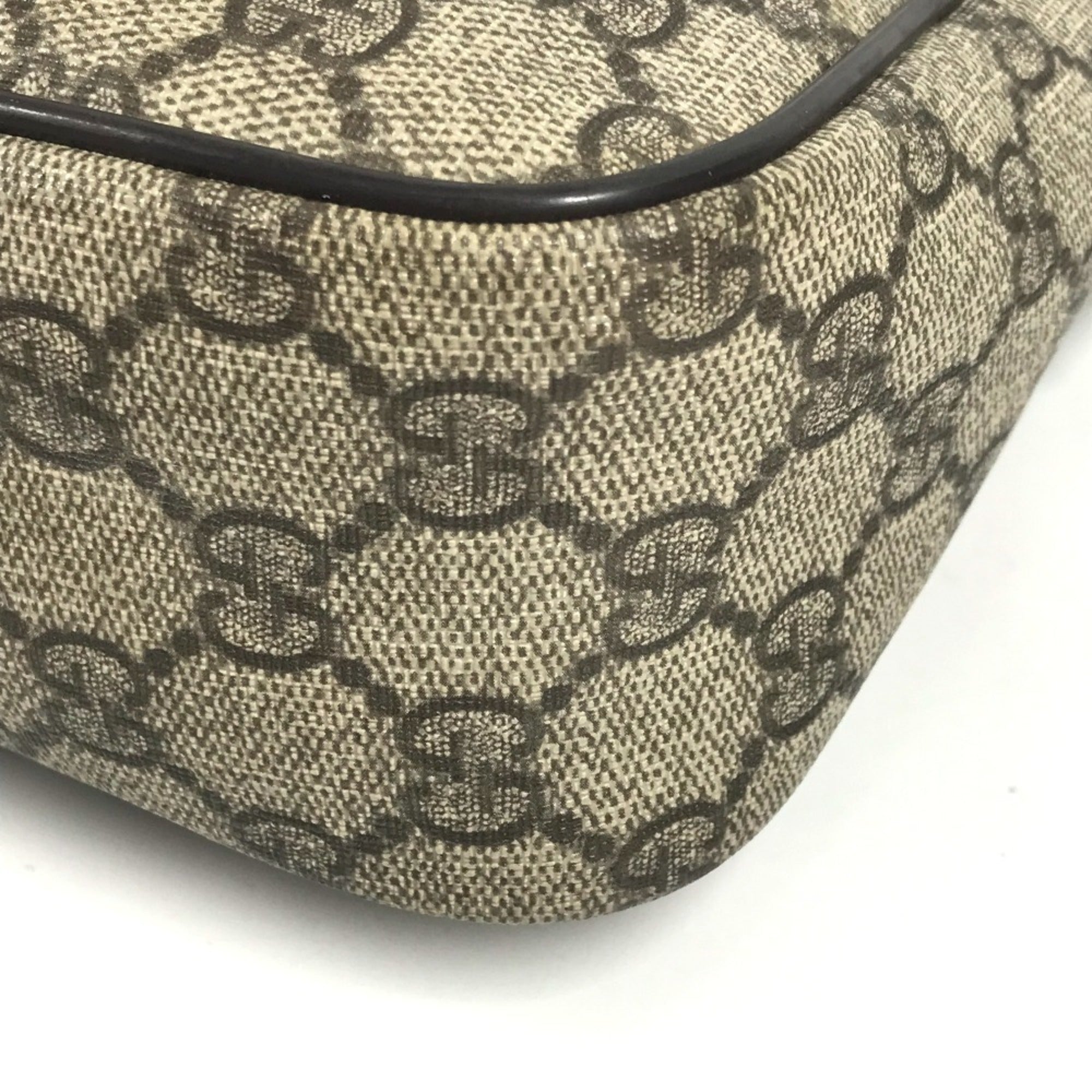 Gucci Beige Dark Brown Gg Supreme Canvas Leather Pochette Shoulder Bag (Pre-Owned)