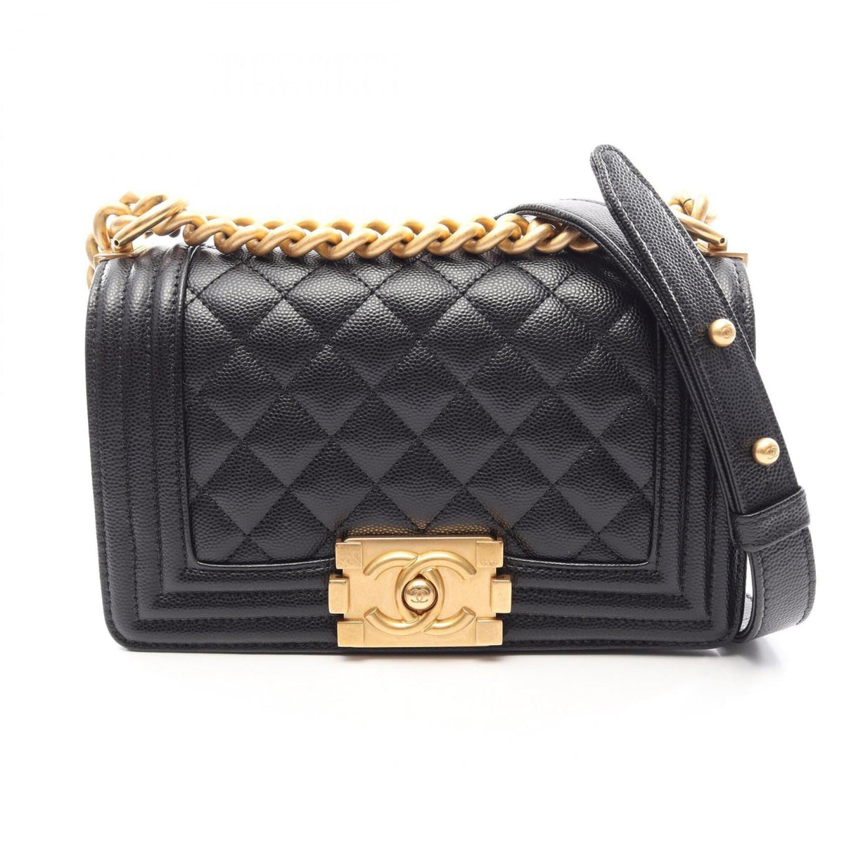 Chanel Black Grained Calfskin Handbag Shoulder Bag (Pre-Owned)