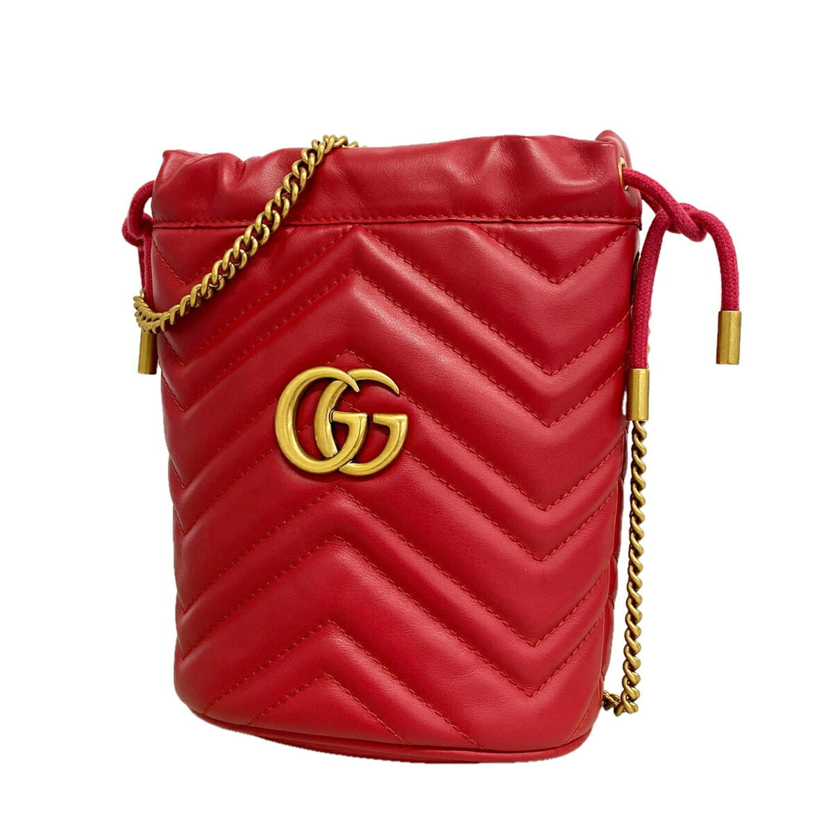 Gucci Red Color Leather Shoulder Bag (Pre-Owned)