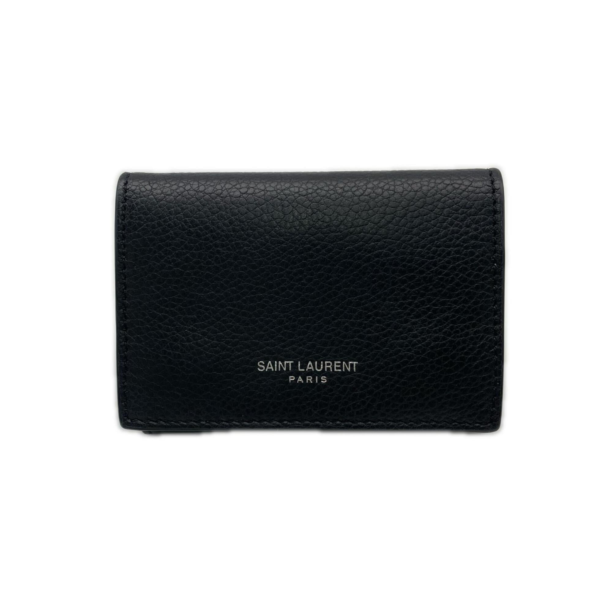 Yves Saint Laurent Black Leather Wallet (Tri-Fold) (Pre-Owned)
