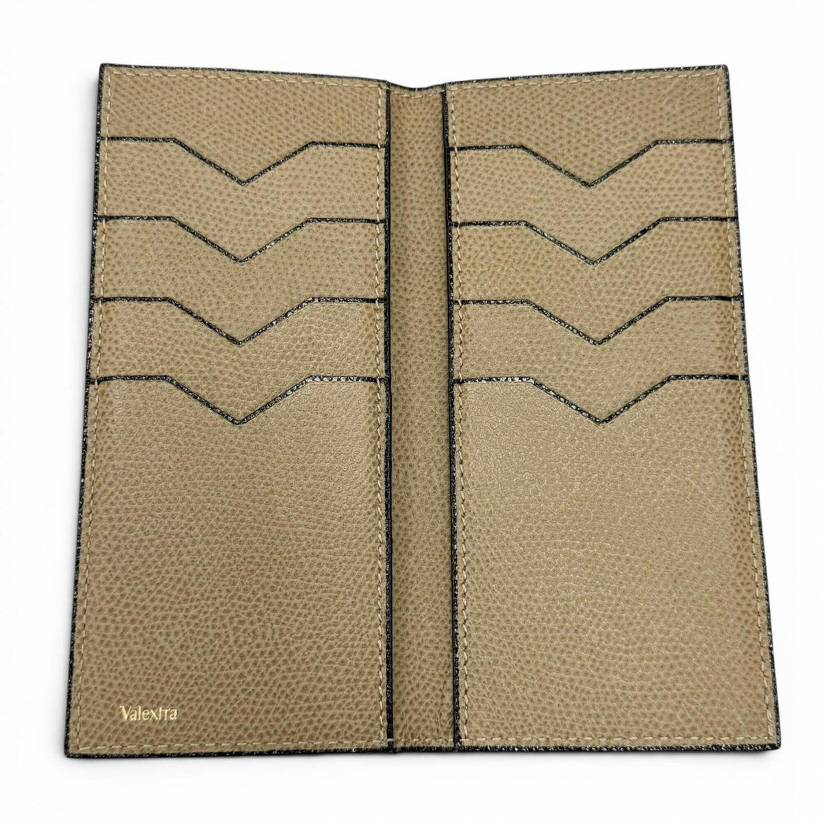 Valextra Grayish Leather Long Wallet (Bi-Fold) (Pre-Owned)