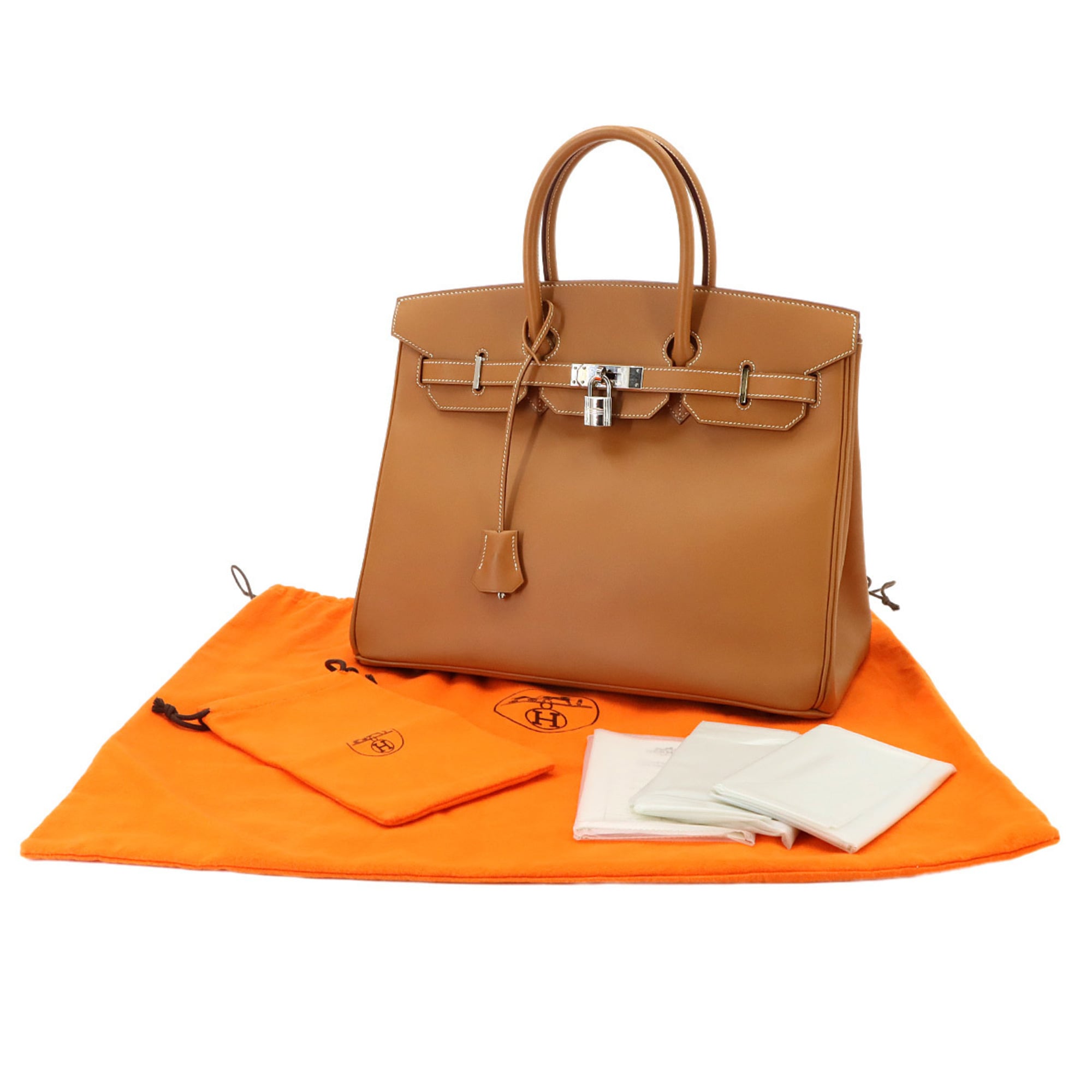 Hermes Green Natural Barenia Leather Handbag (Pre-Owned)
