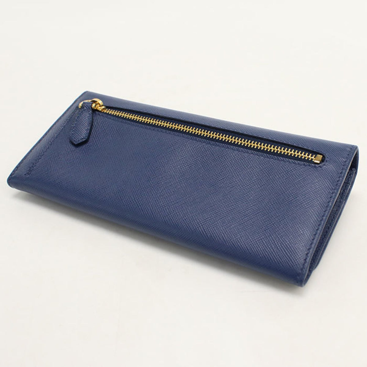 Prada Blue Leather Long Wallet (Bi-Fold) (Pre-Owned)